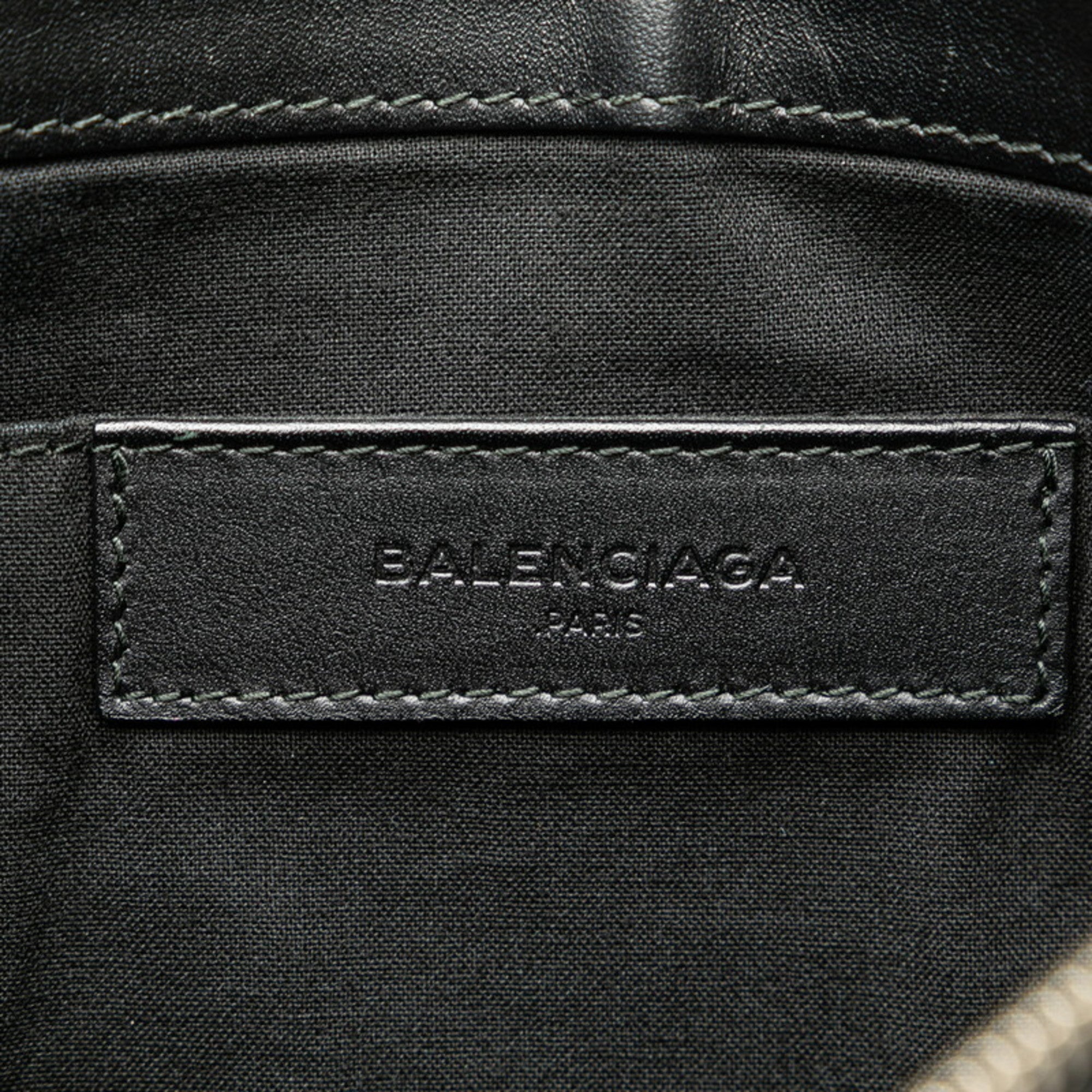 Balenciaga Black Denim Leather Clutch