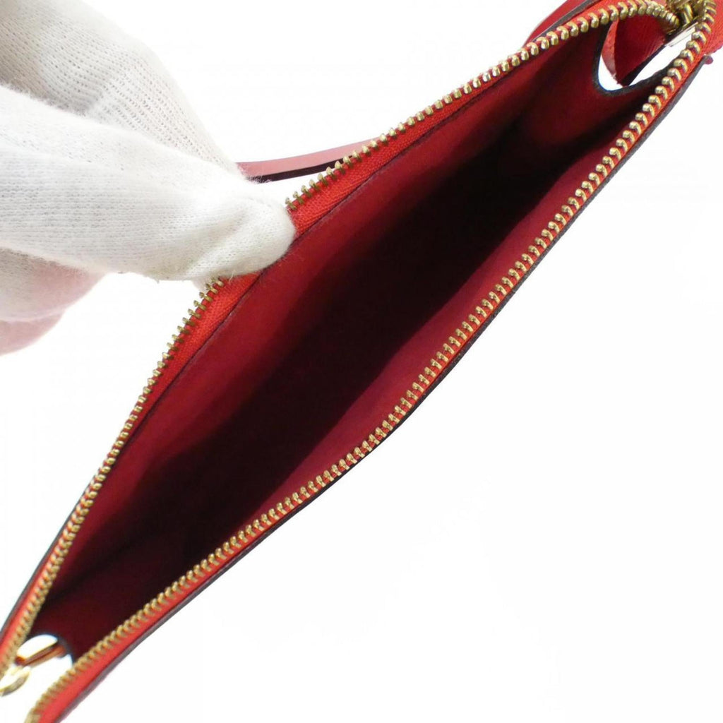 Louis Vuitton Red Color Leather Pochette Pouch