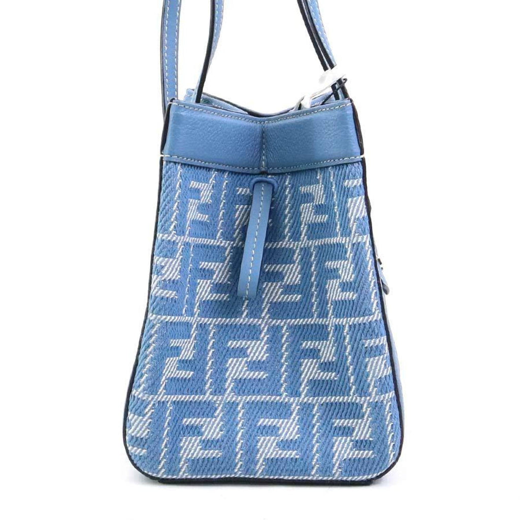 Fendi Blue Canvas Leather Shoulder Bag