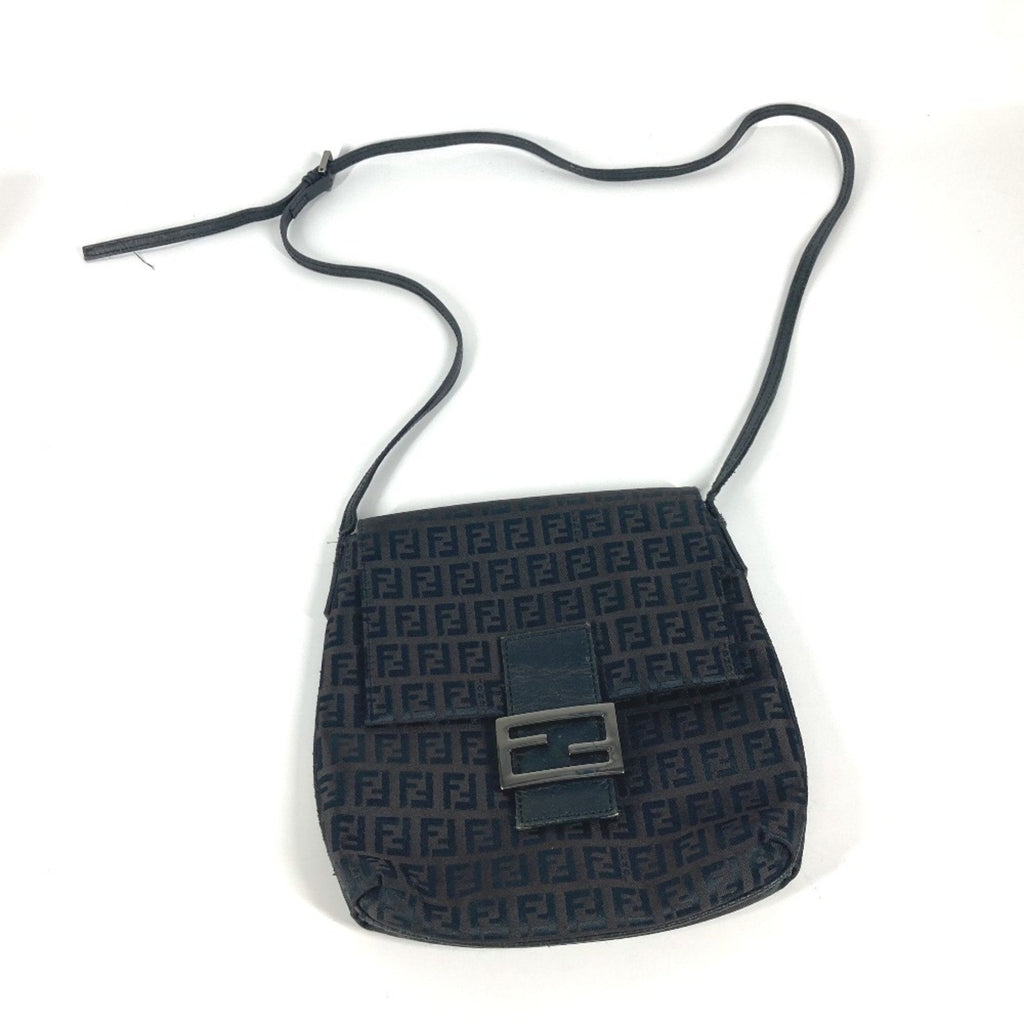 Fendi Black Canvas Leather Pochette Shoulder Bag
