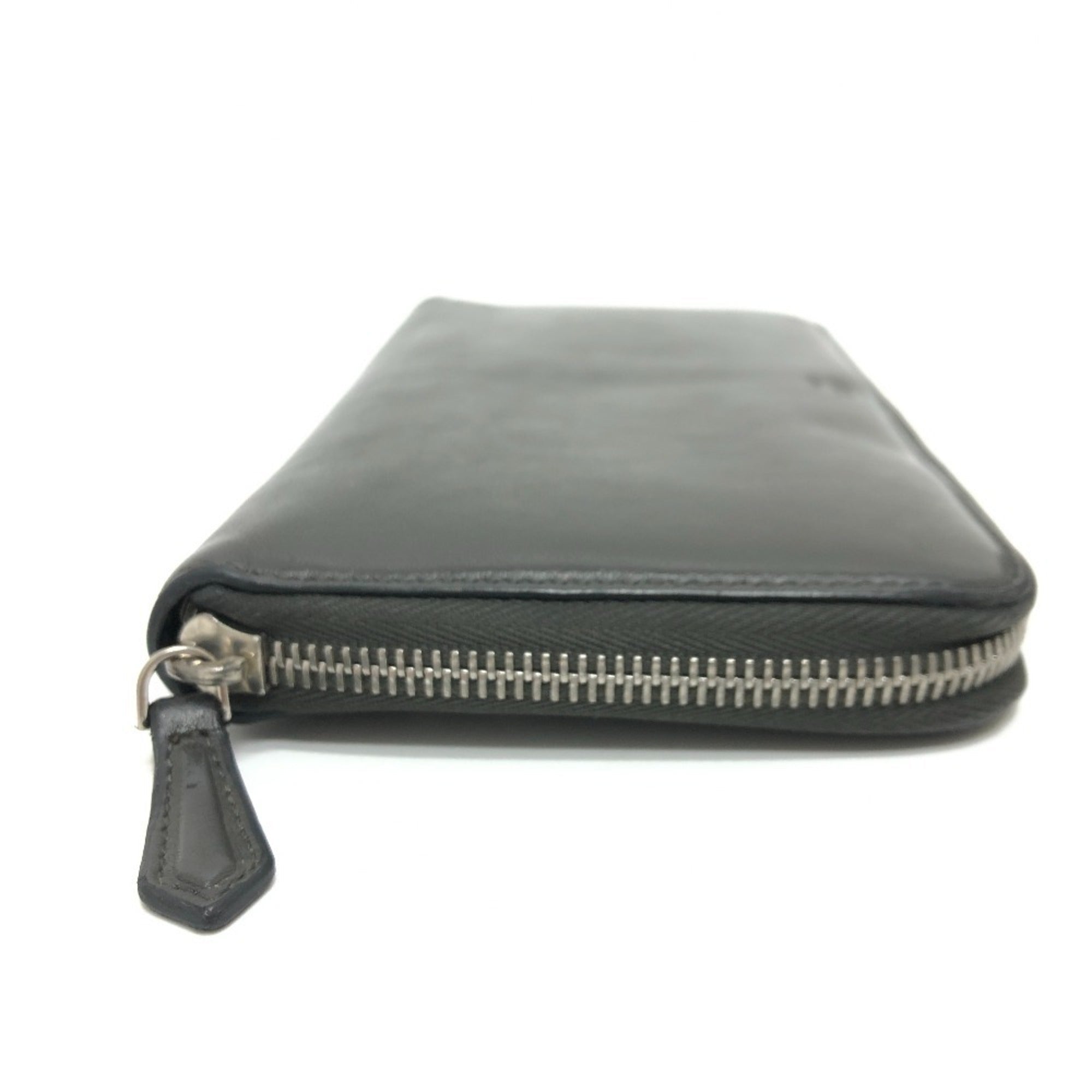 Fendi Gray Leather Long Wallet (Bi-Fold)