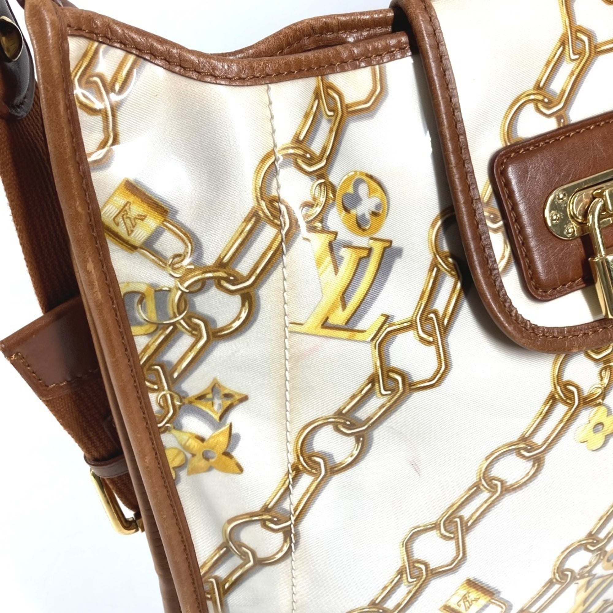 Louis Vuitton Brown White Vinyl Leather Shoulder Bag