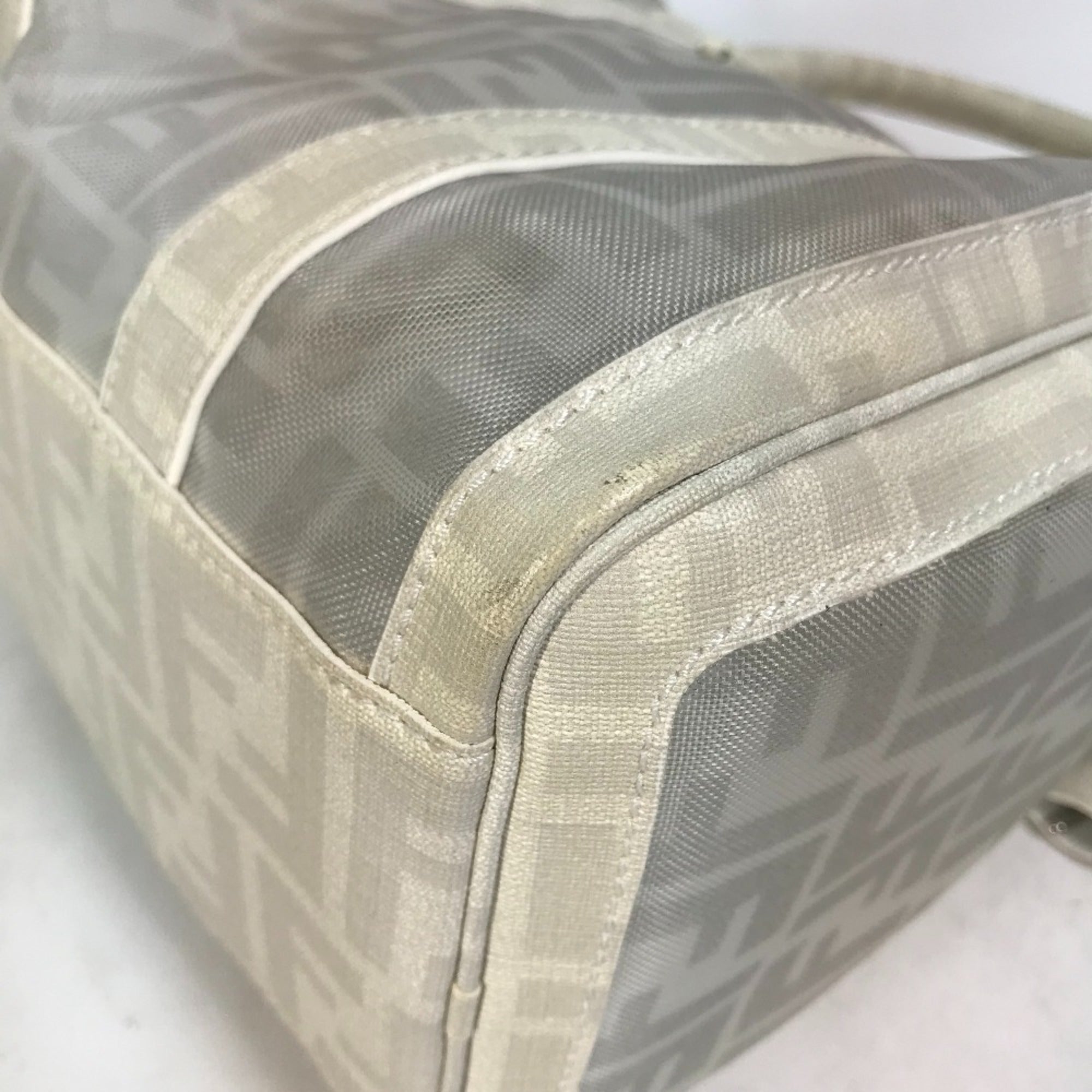 Fendi White Leather Boston Bag