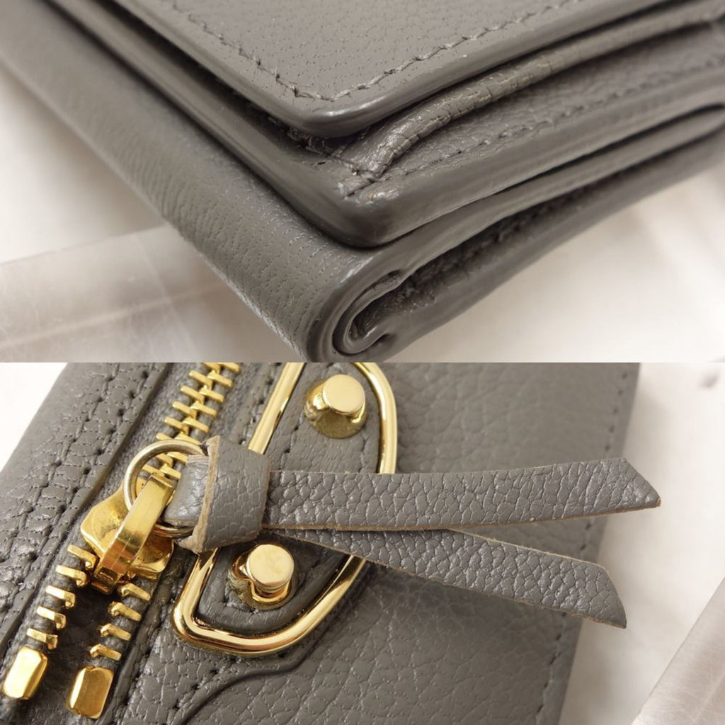 Balenciaga Gray Leather Wallet (Tri-Fold)