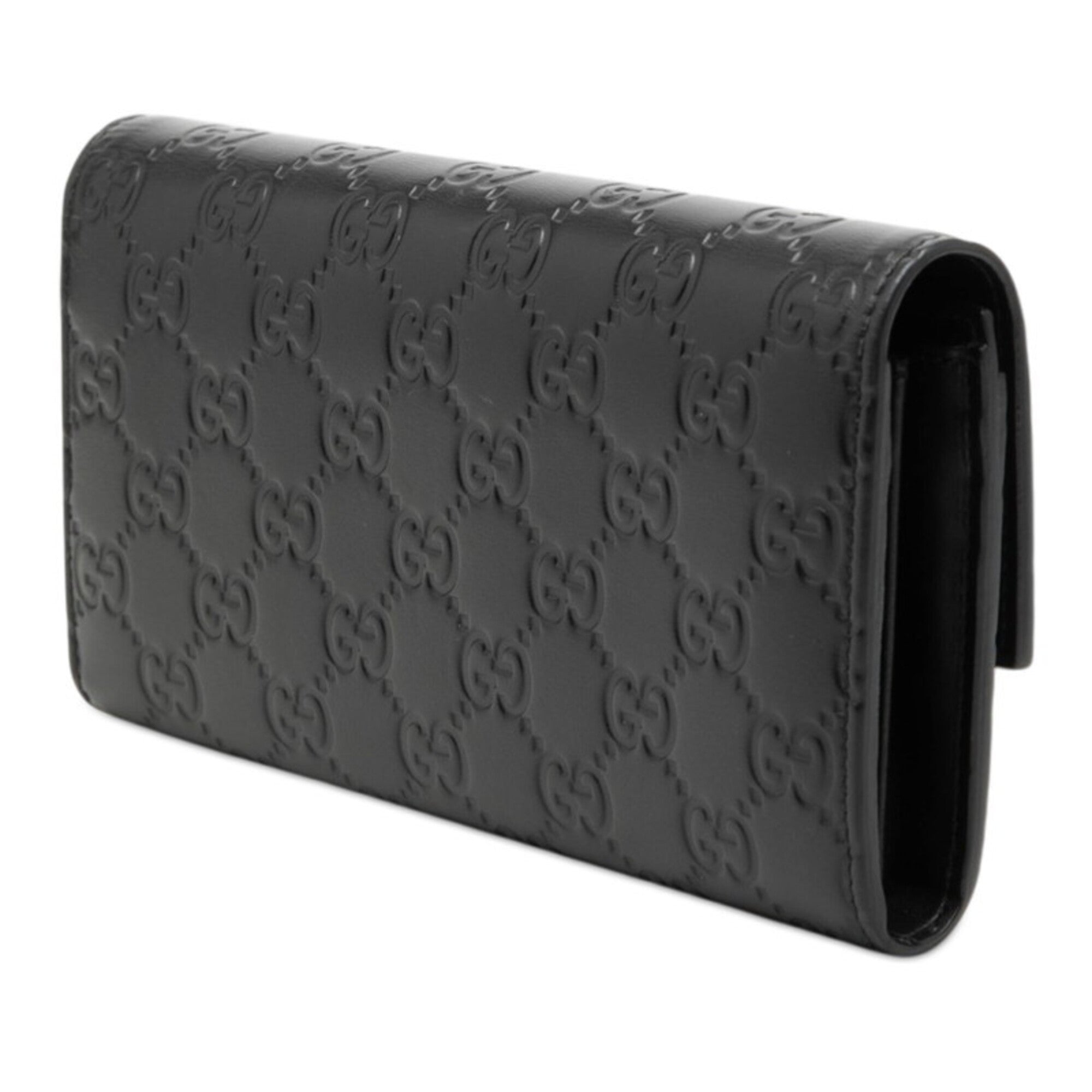 Gucci Guccissima Black Leather Long Wallet (Bi-Fold) (Pre-Owned)