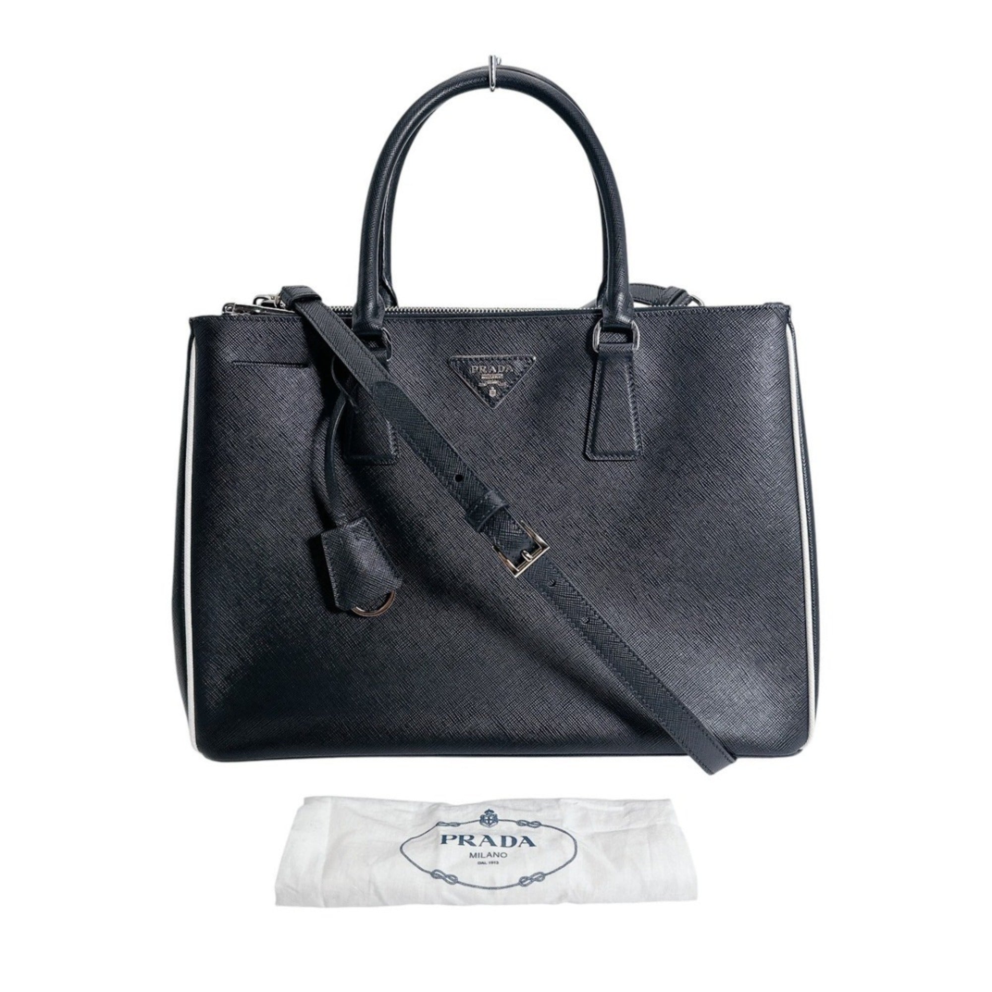 Prada Saffiano Black Leather Tote Bag