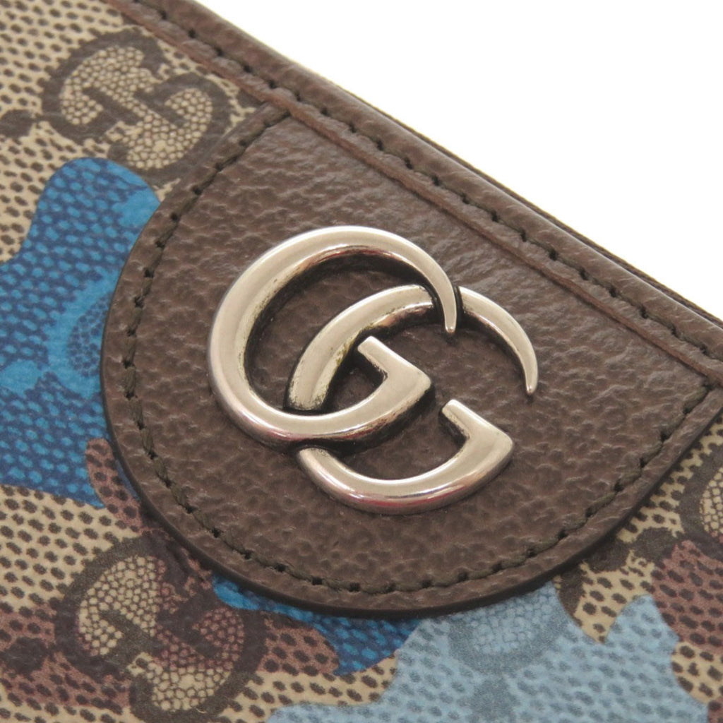 Gucci Beige Blue Coated Canvas Long Wallet (Bi-Fold) (Pre-Owned)