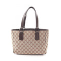 Gucci Beige Brown Canvas Leather Handbag Tote Bag (Pre-Owned)