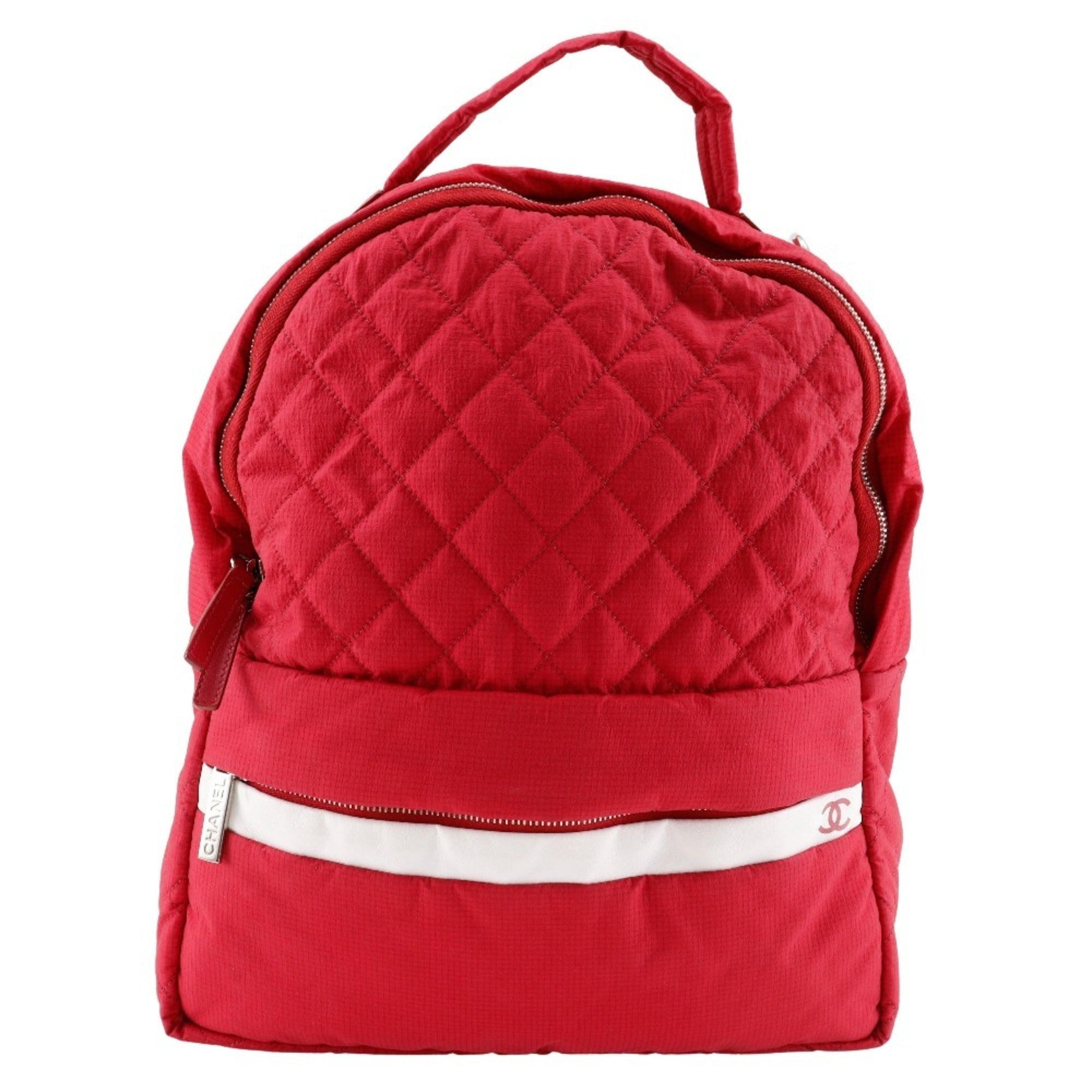 Chanel Red Color Nylon Backpack