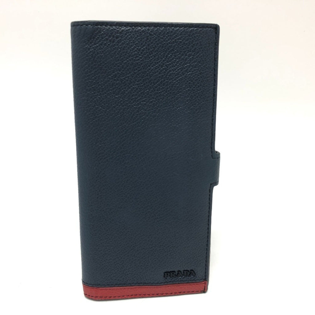 Prada Blue Leather Long Wallet (Bi-Fold)