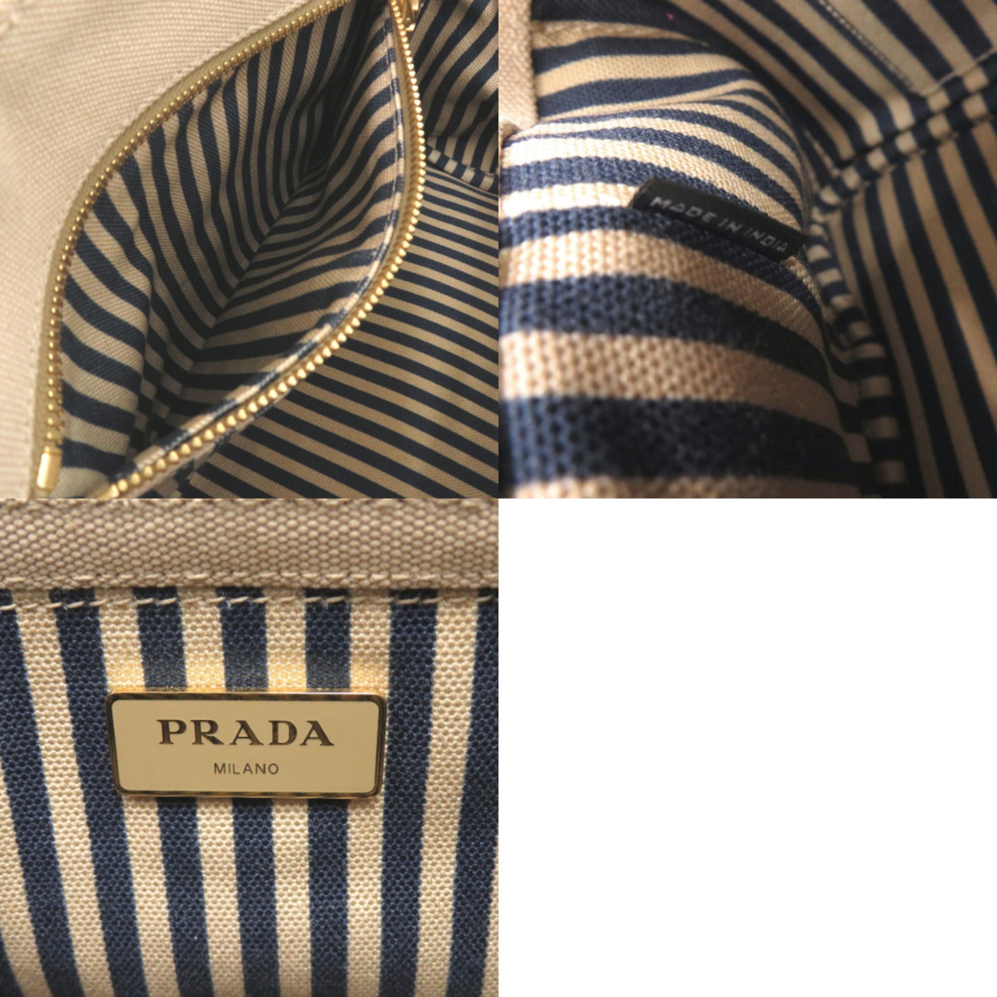 Prada Beige Canvas Tote Bag