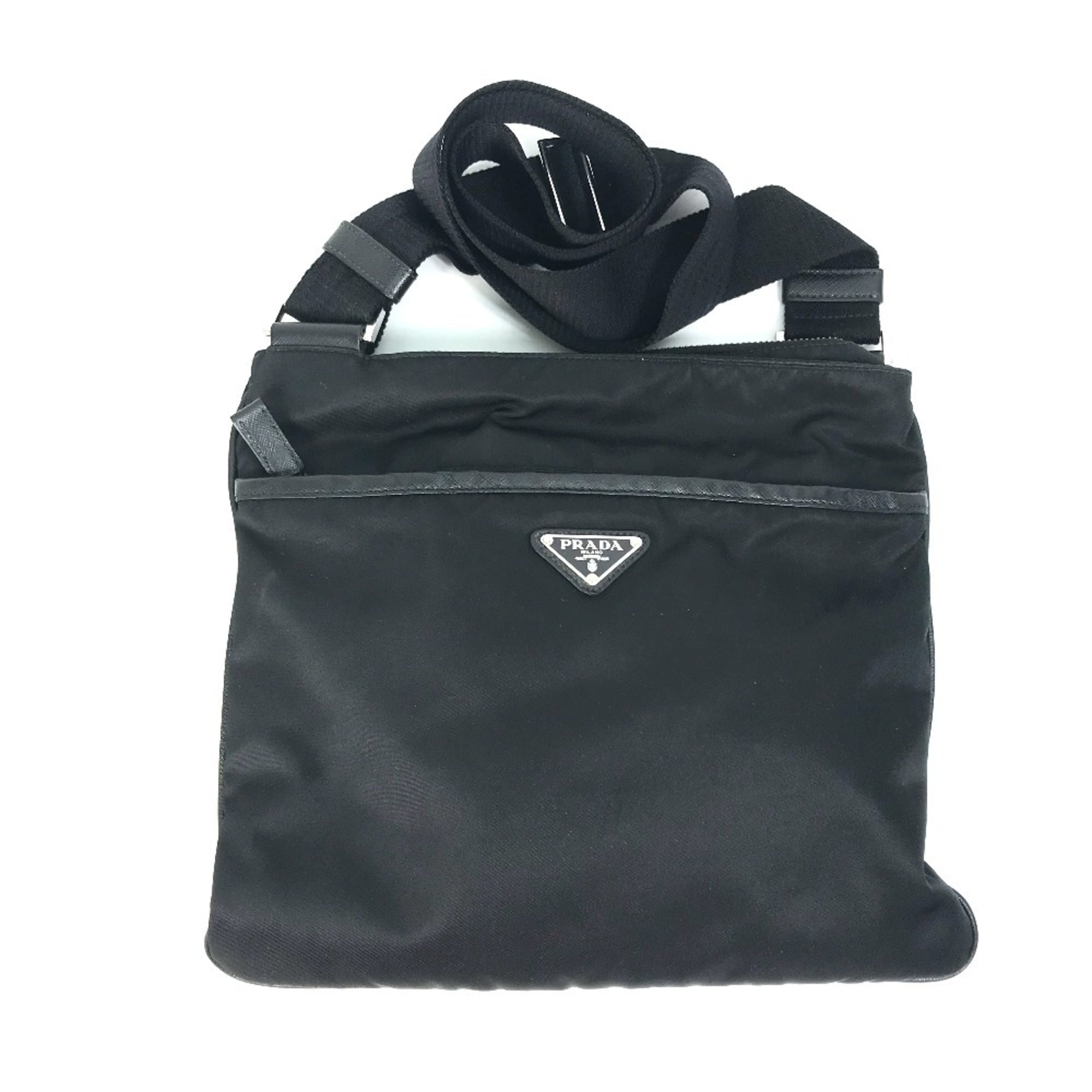 Prada Black Nylon Leather Shoulder Bag