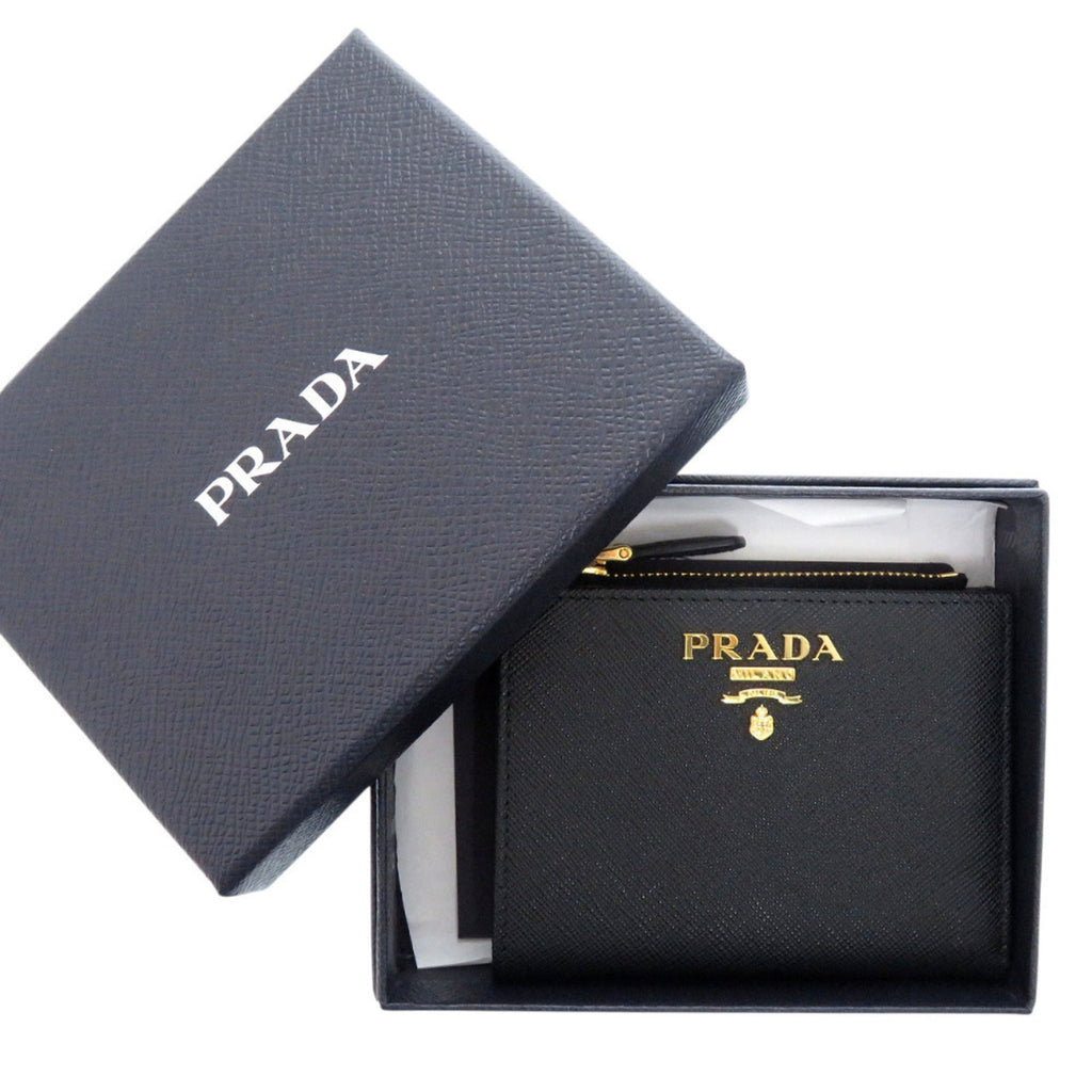 Prada Black Nero Pink Leather Wallet (Bi-Fold)