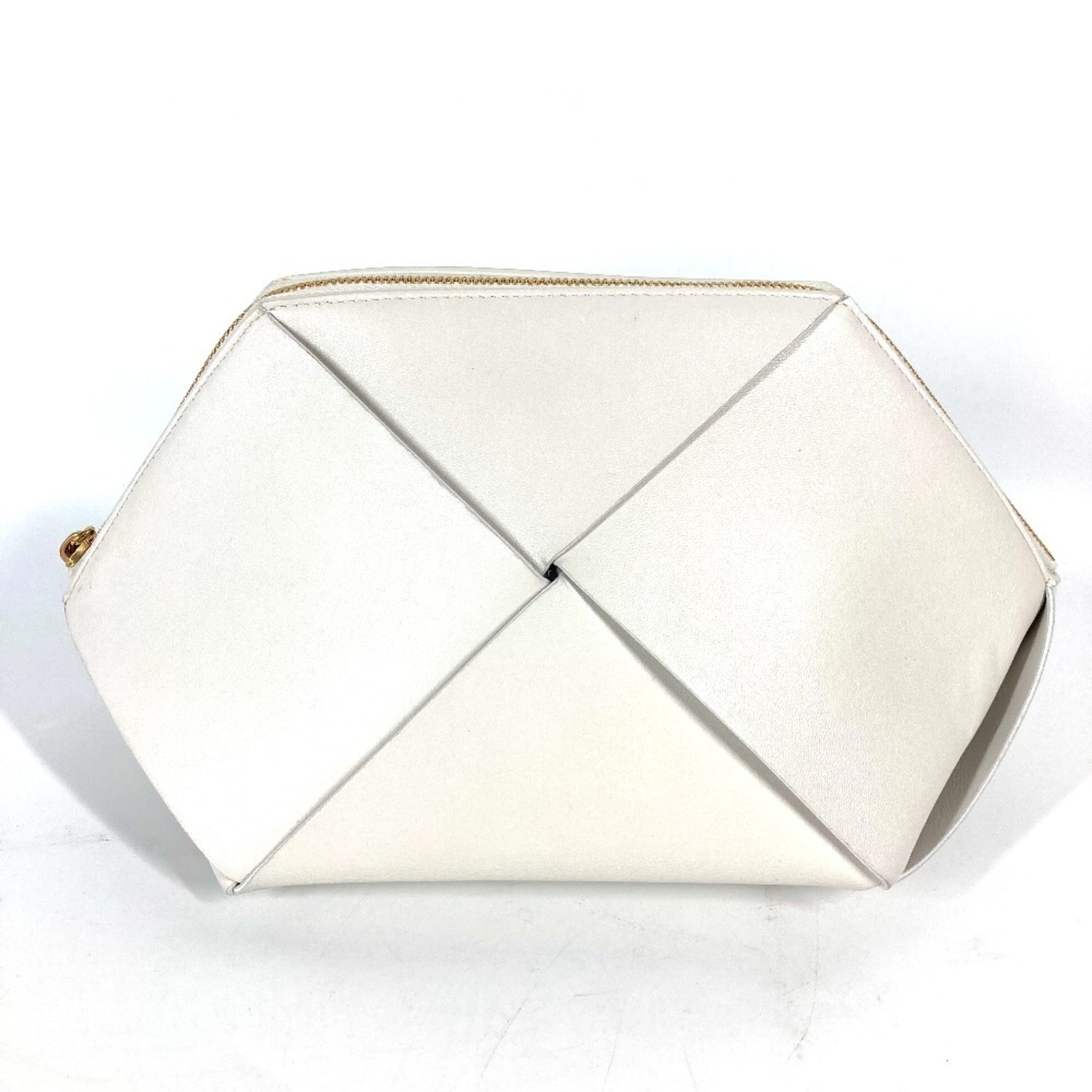 Bottega Veneta White Leather Clutch Bag Pouch