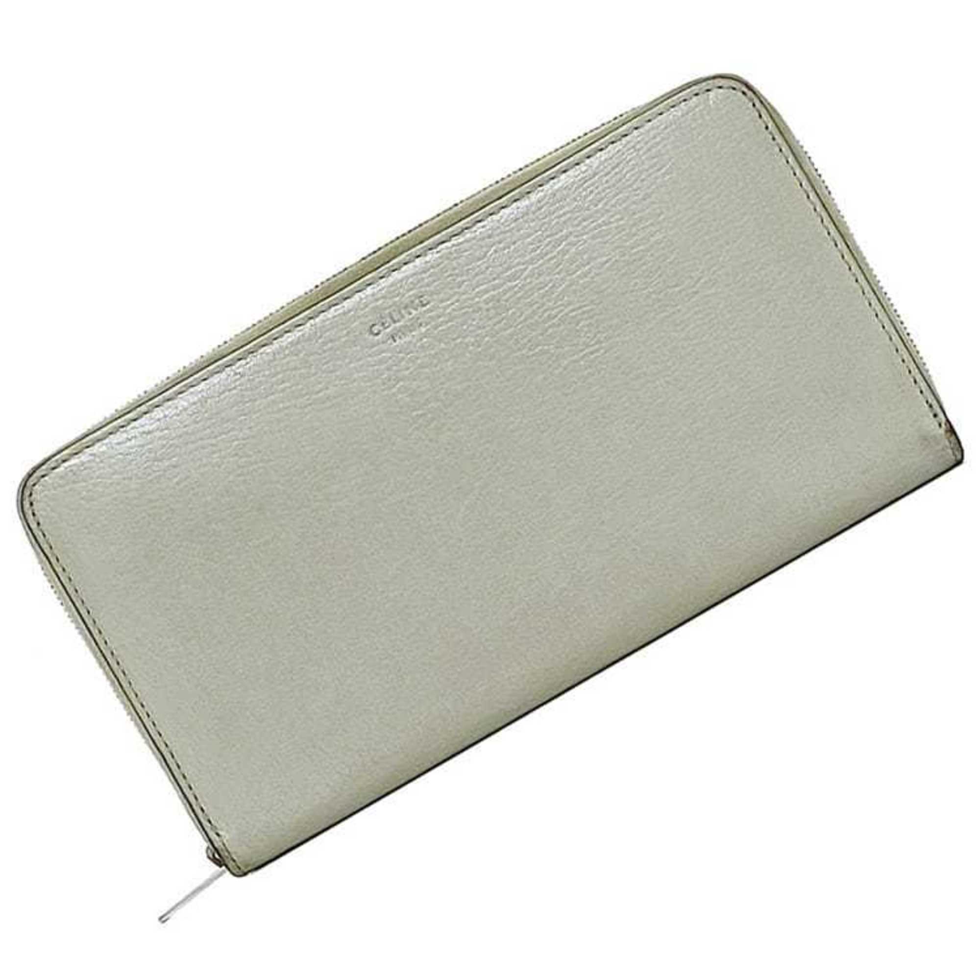 Celine Gray Leather Long Wallet (Bi-Fold)