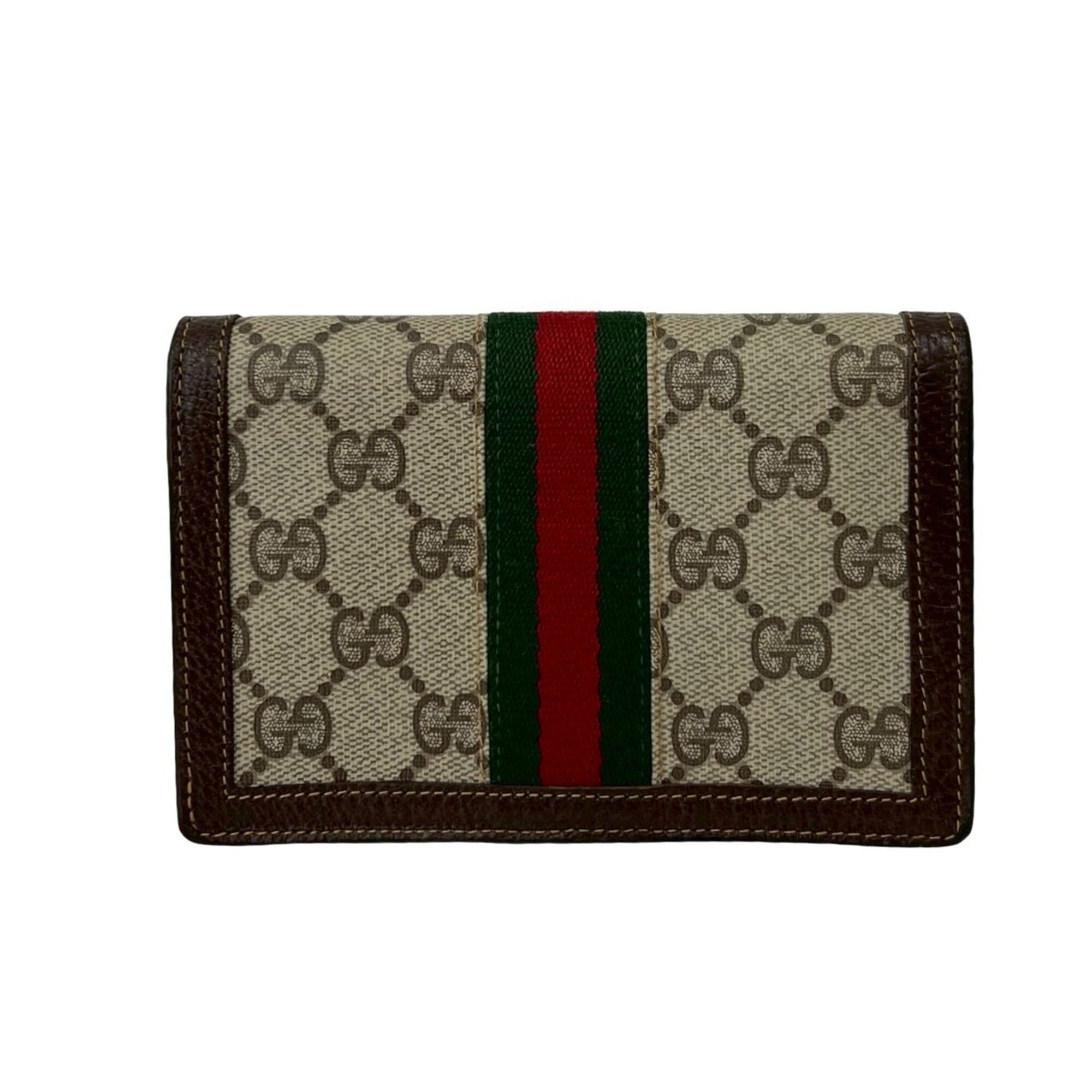 Gucci Brown Green Red Color Leather Pvc Pouch (Pre-Owned)