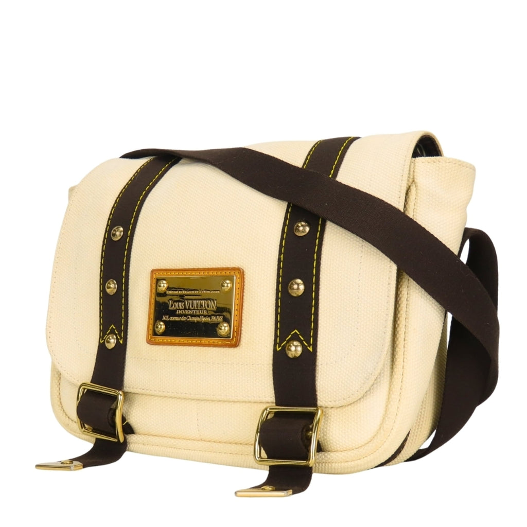 Louis Vuitton Brown Ecru Ivory Canvas Shoulder Bag