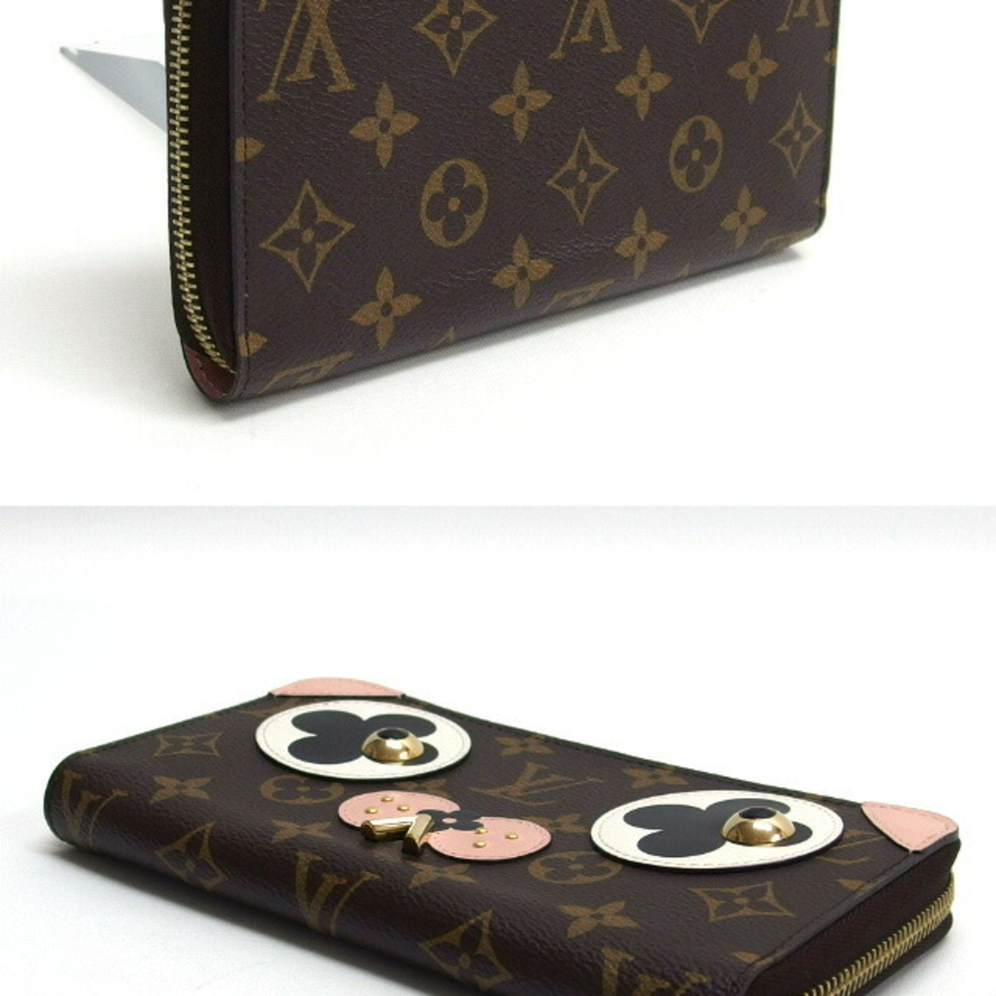 Louis Vuitton Black Rose Ballerine White Monogram Canvas Leather Metal Long Wallet