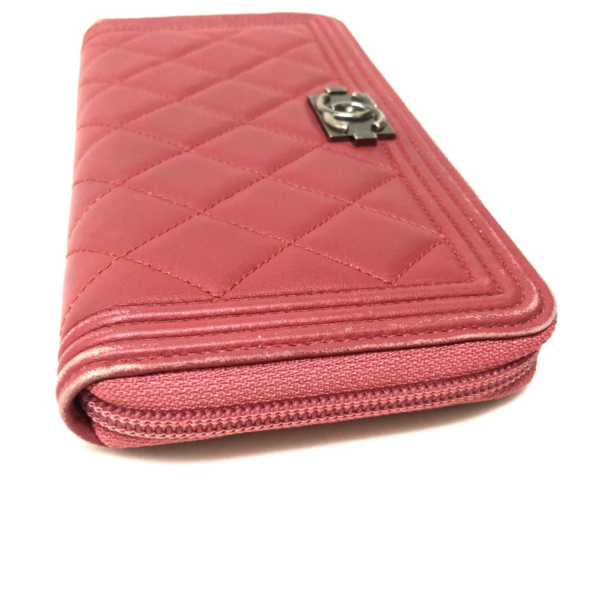 Chanel Pink Leather Long Wallet (Bi-Fold)