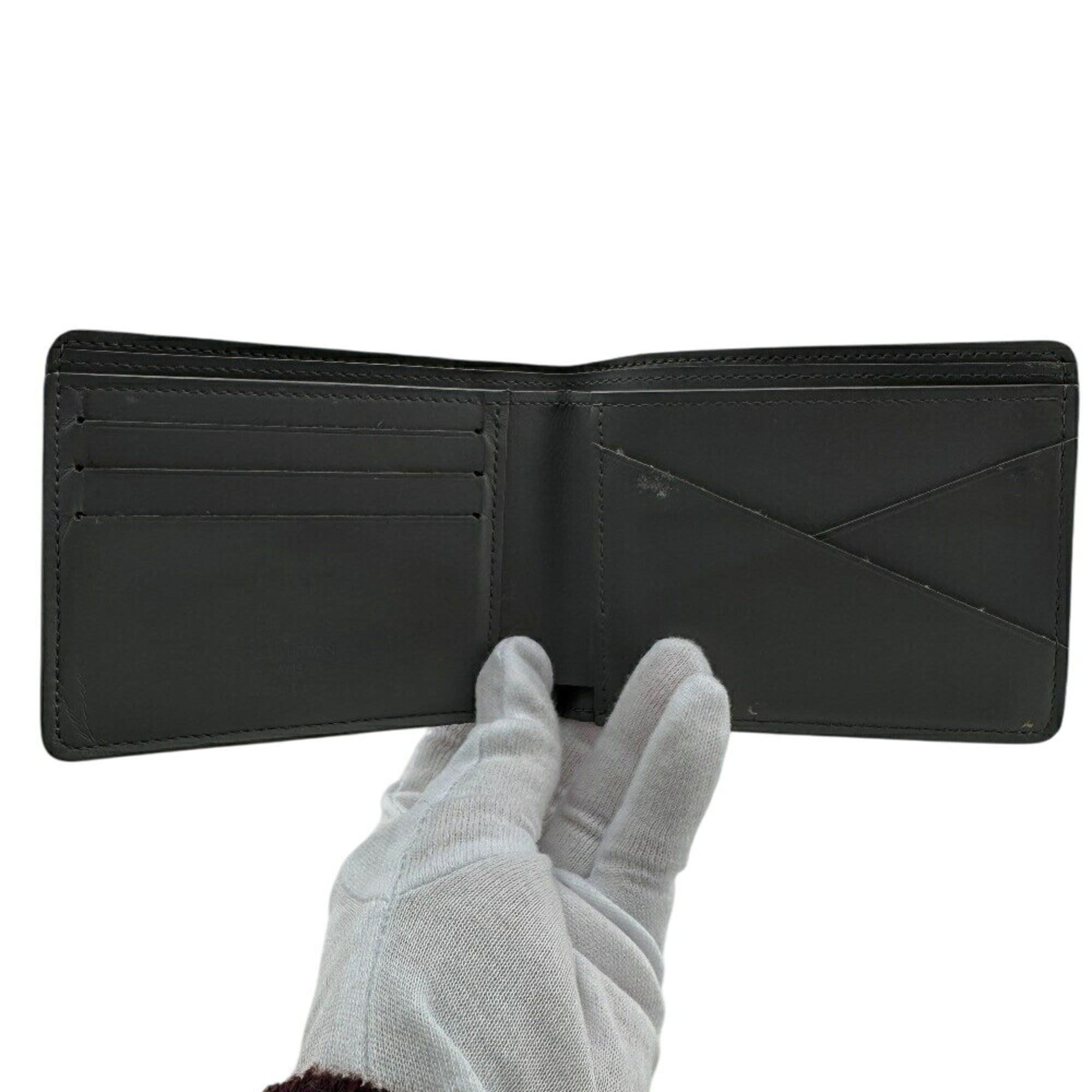 Louis Vuitton Dark Gray Gray Leather Wallet