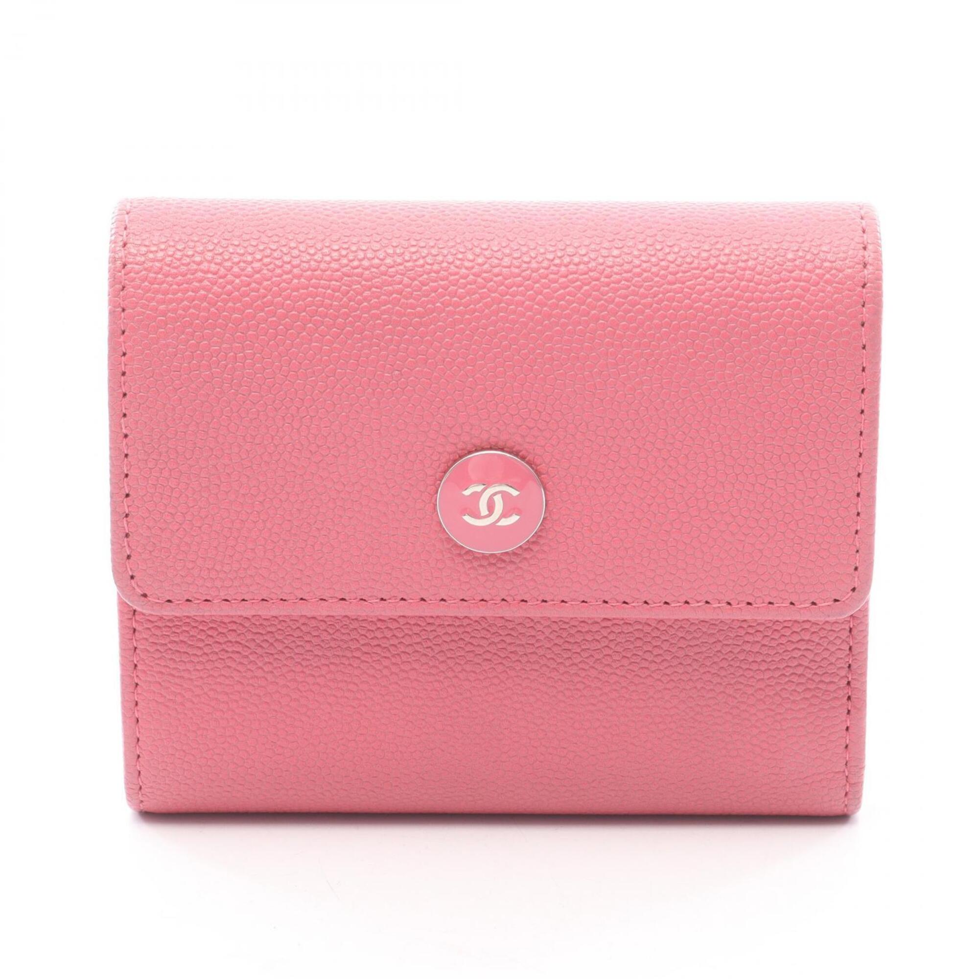 Chanel Pink Grained Calfskin Wallet (Tri-Fold)
