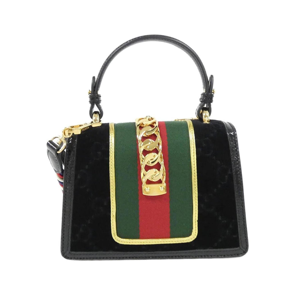 Gucci Black Velvet Leather Handbag (Pre-Owned)