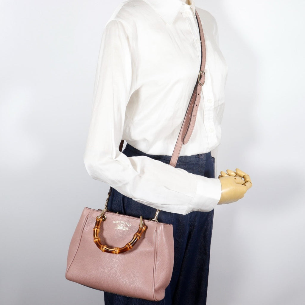 Gucci Pink Bamboo Leather Handbag (Pre-Owned)