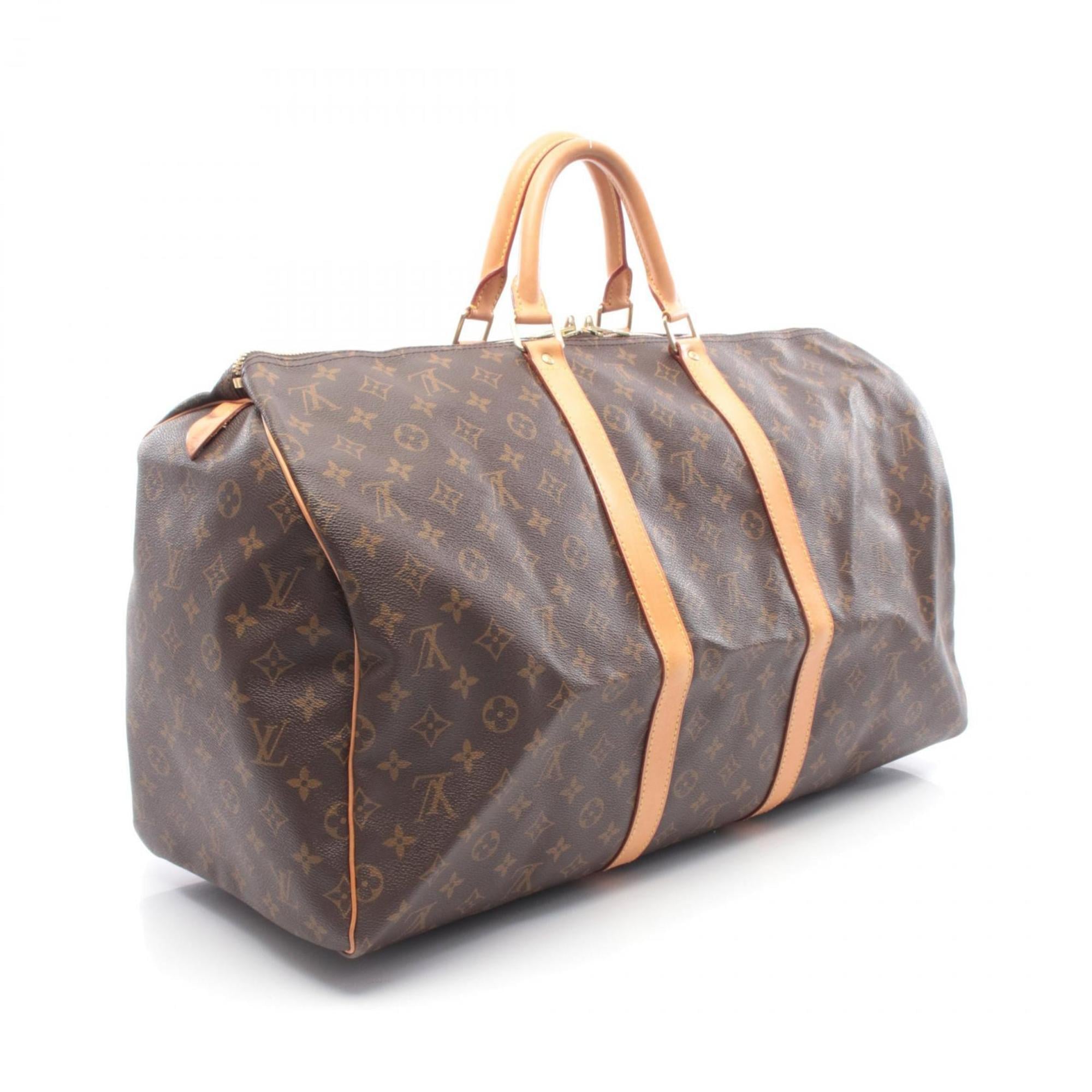 Louis Vuitton Brown Monogram Coated Canvas Leather Boston Bag Handbag
