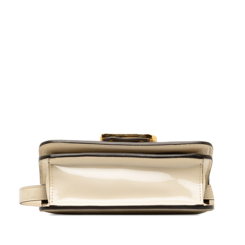 Fendi Ivory White Patent Leather Shoulder Bag