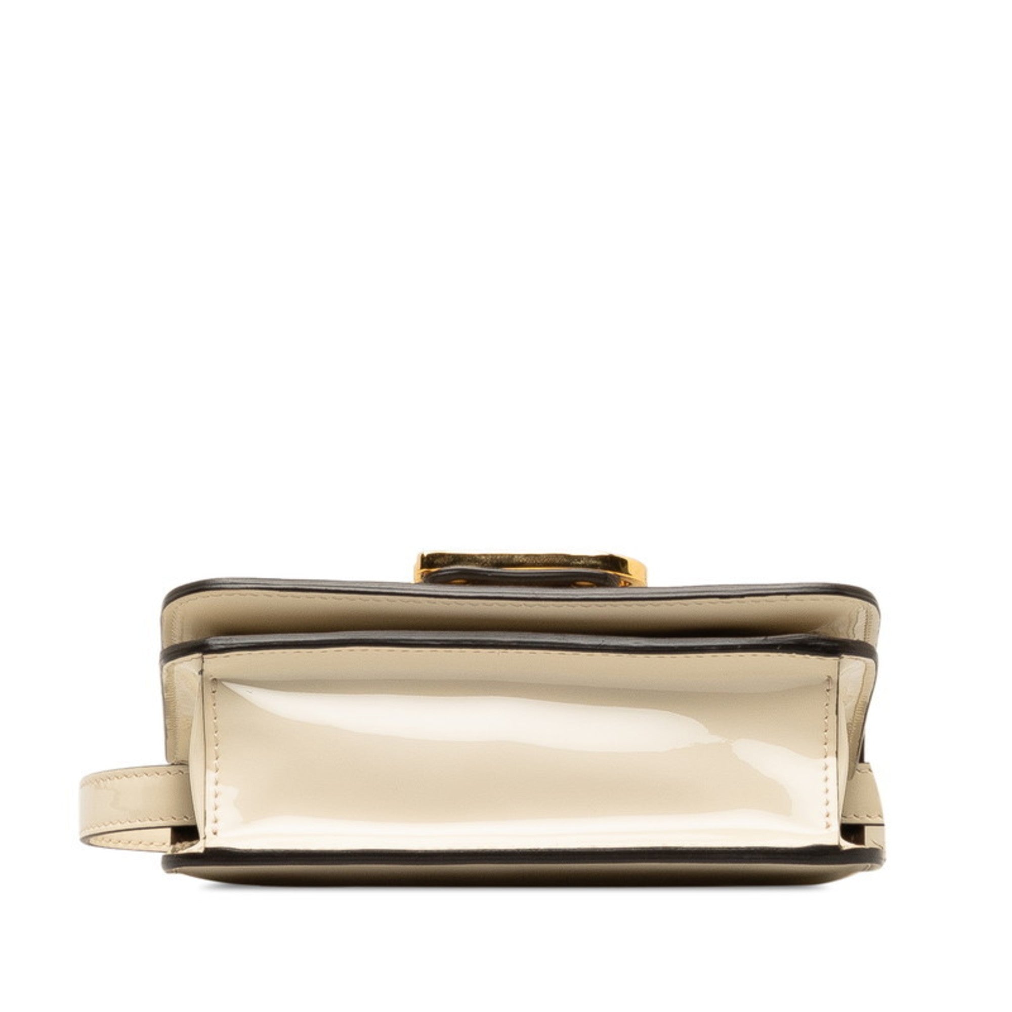 Fendi Ivory White Patent Leather Shoulder Bag
