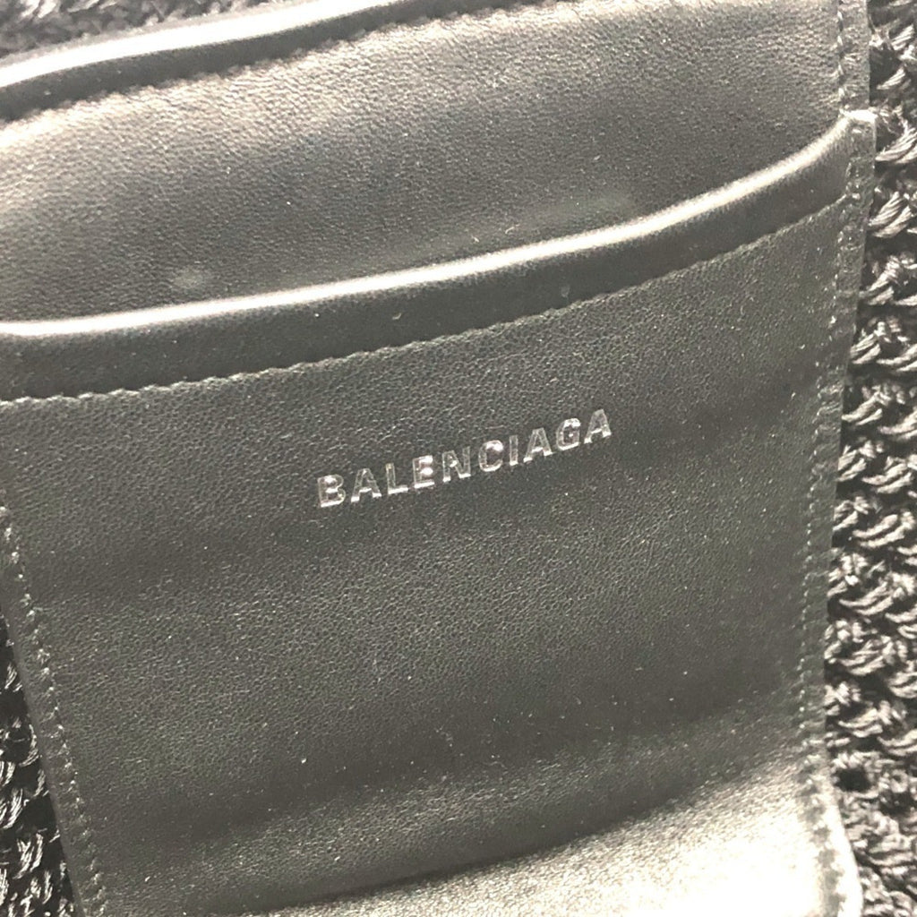 Balenciaga Black Nylon Leather Basket Shoulder