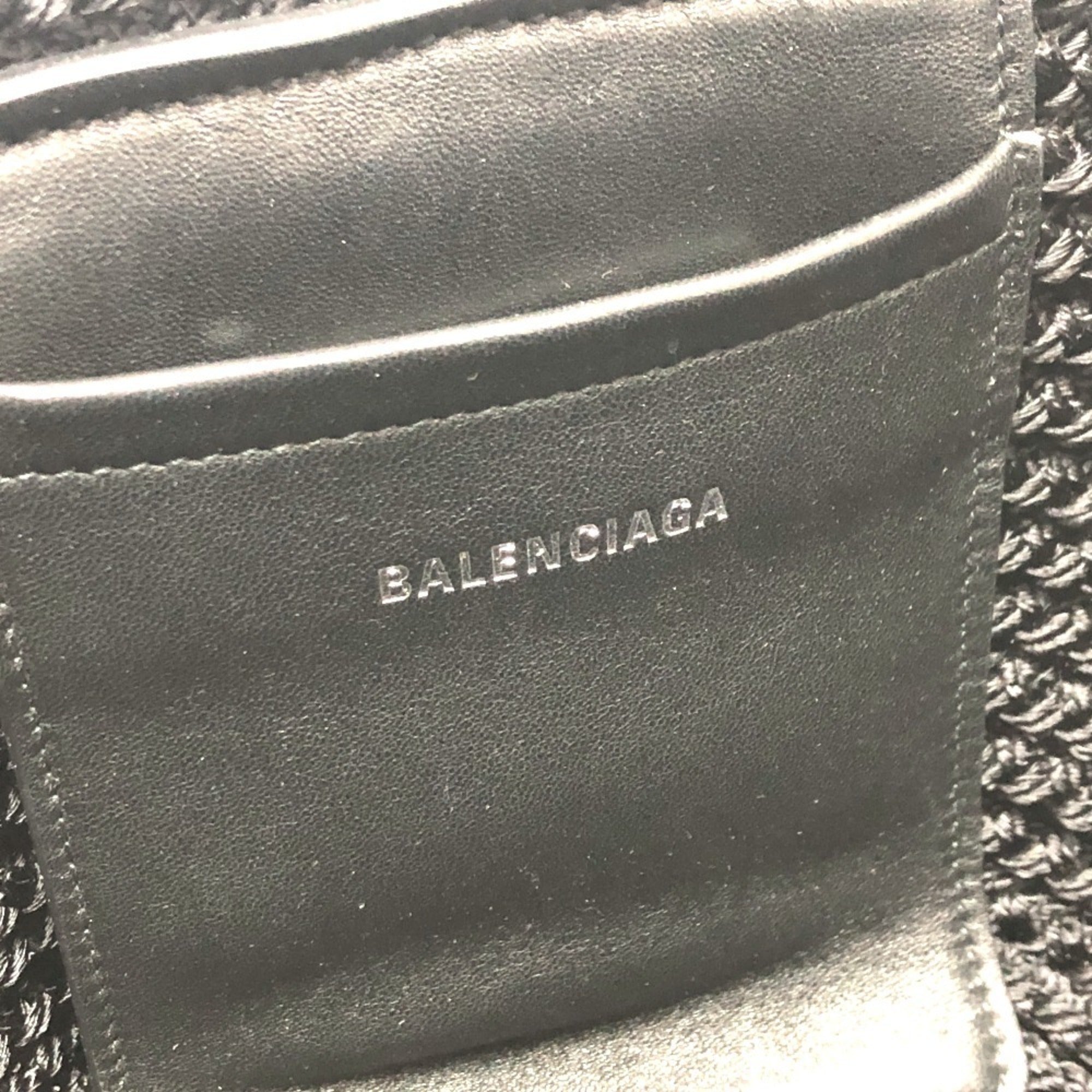 Balenciaga Black Nylon Leather Basket Shoulder