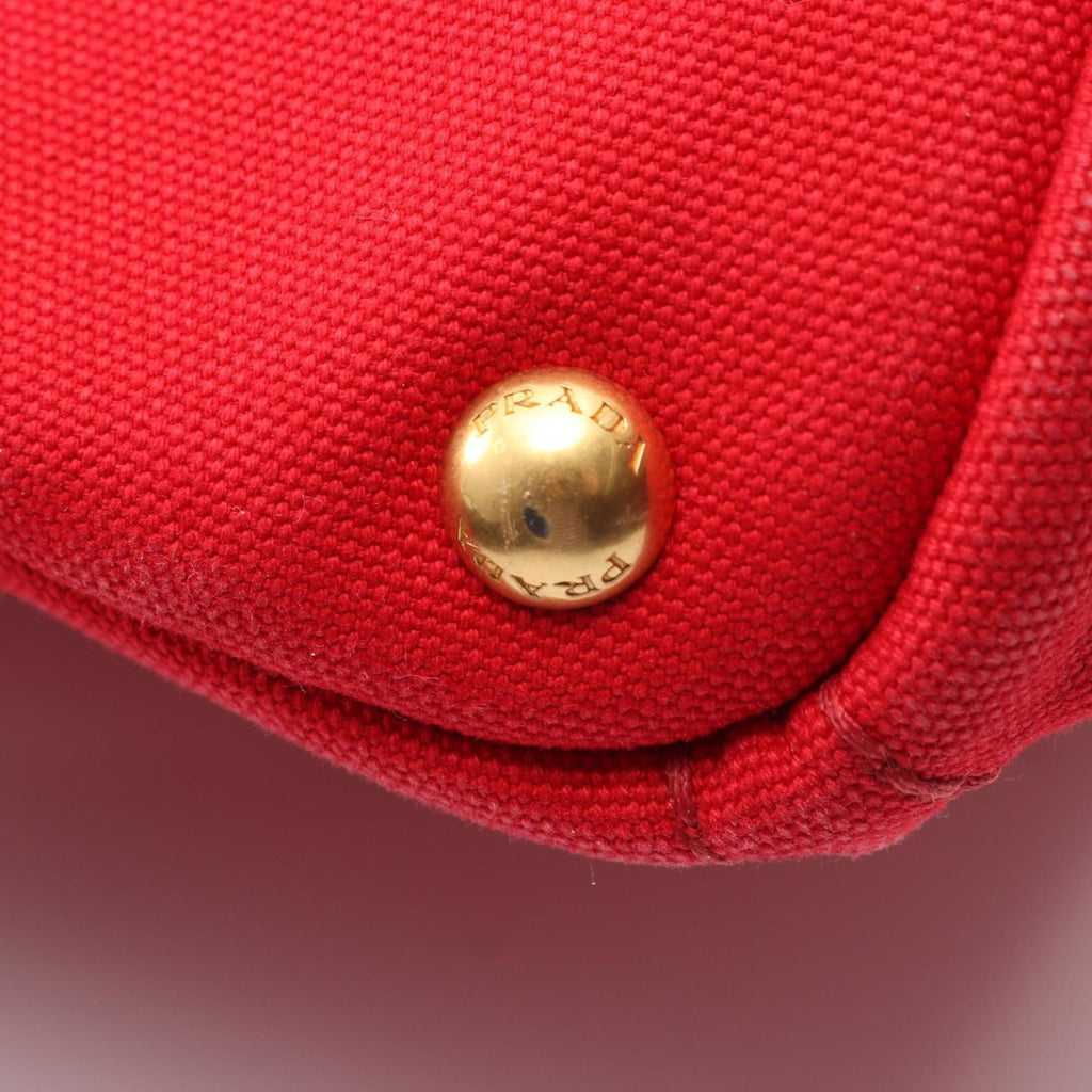 Prada Red Color Canvas Tote Bag