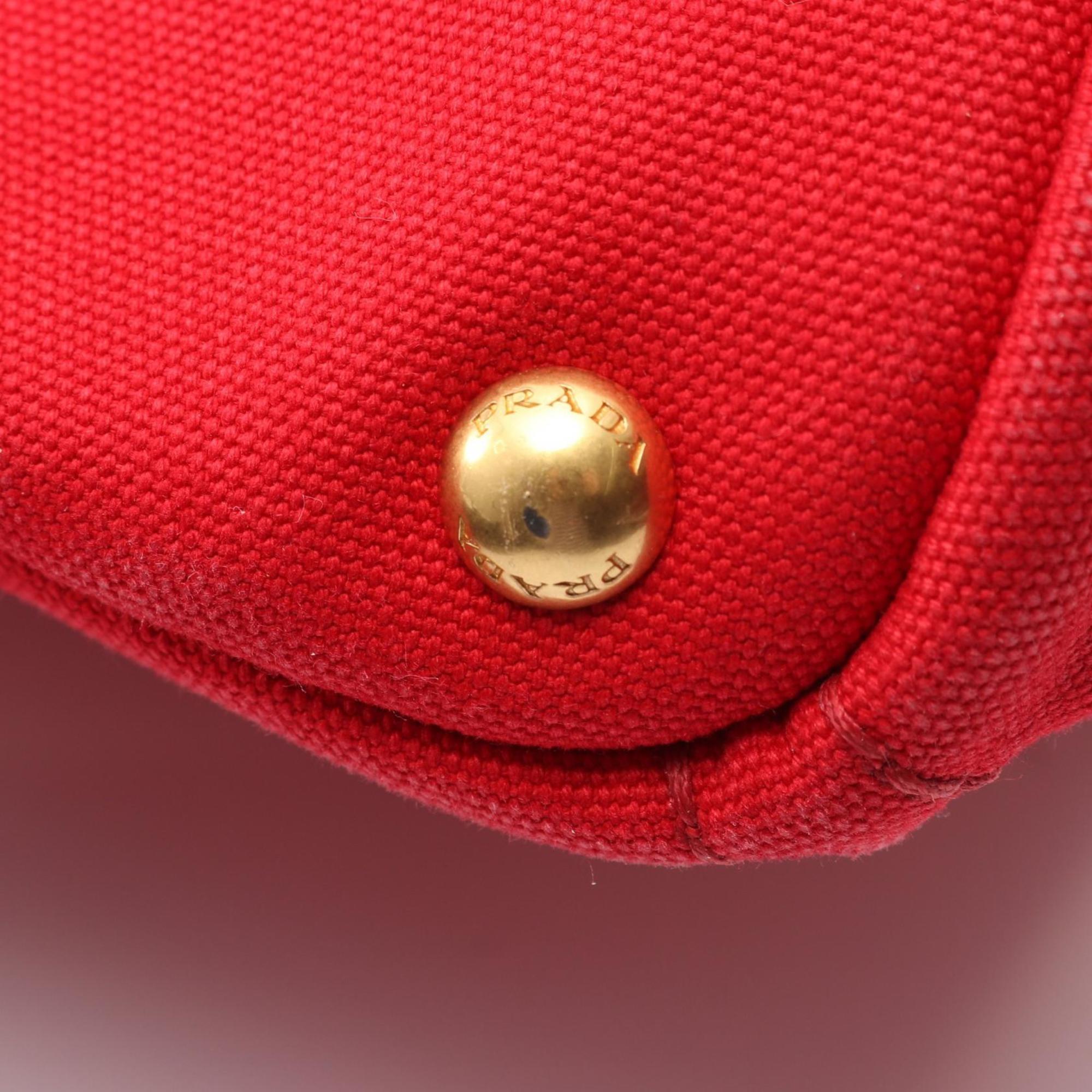 Prada Red Color Canvas Tote Bag