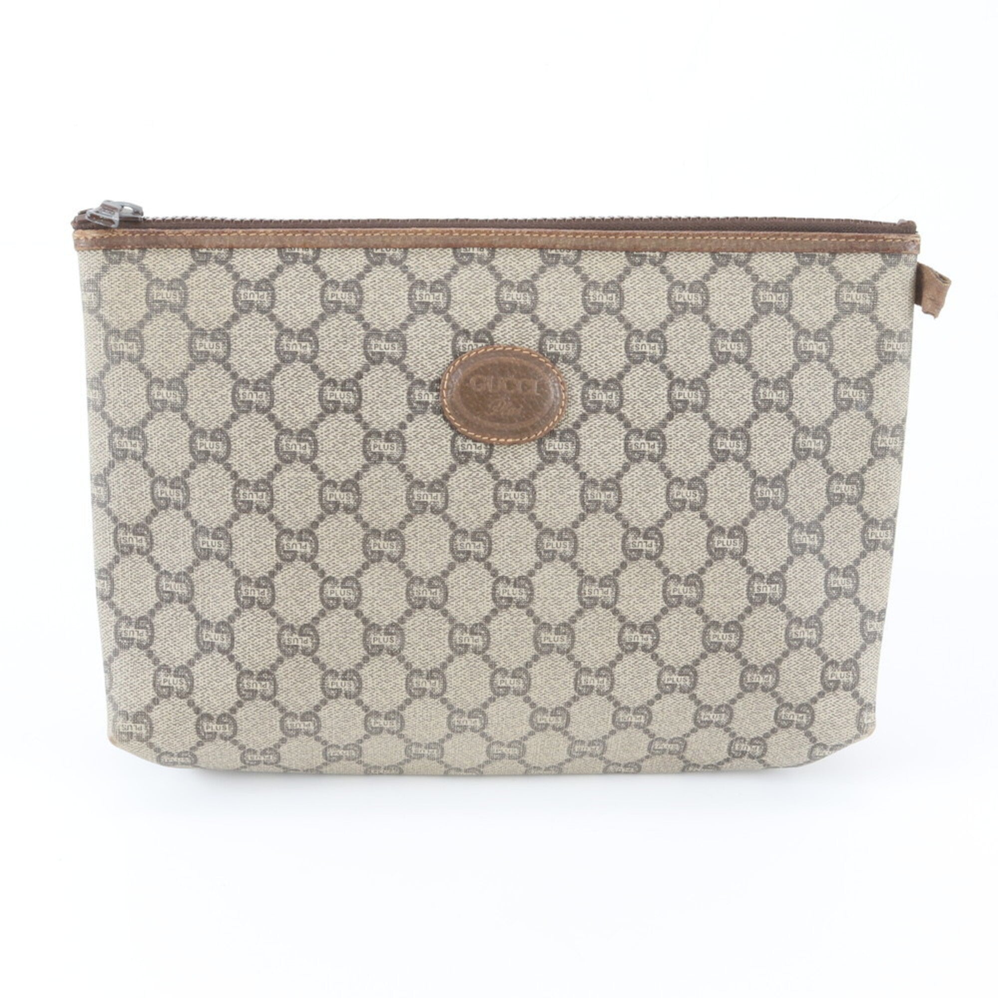 Gucci Gg Plus Beige Brown Gg Plus Handbag Pouch (Pre-Owned)