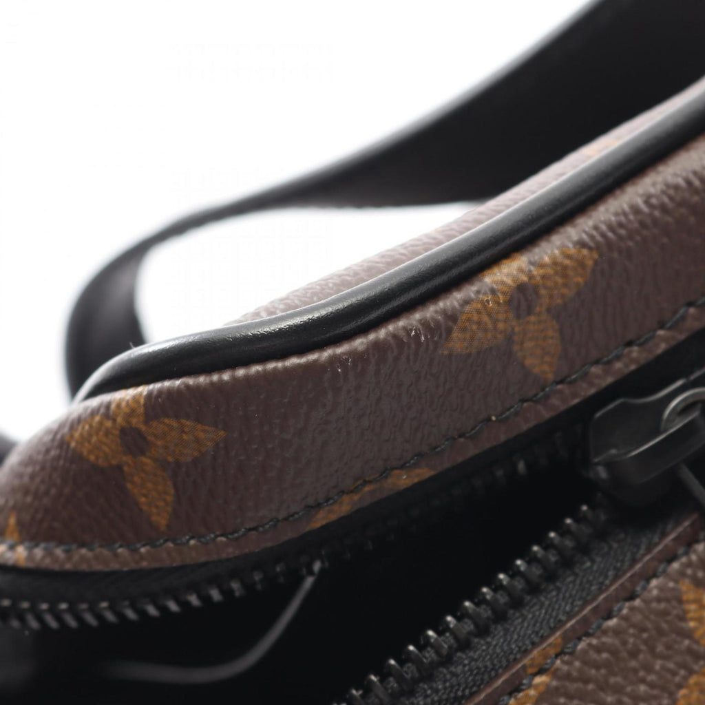 Louis Vuitton Black Brown Coated Canvas Leather Shoulder Bag