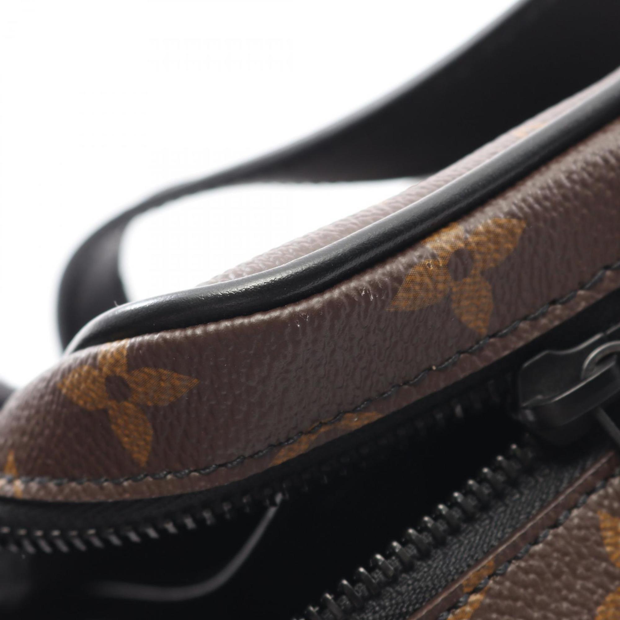 Louis Vuitton Black Brown Coated Canvas Leather Shoulder Bag