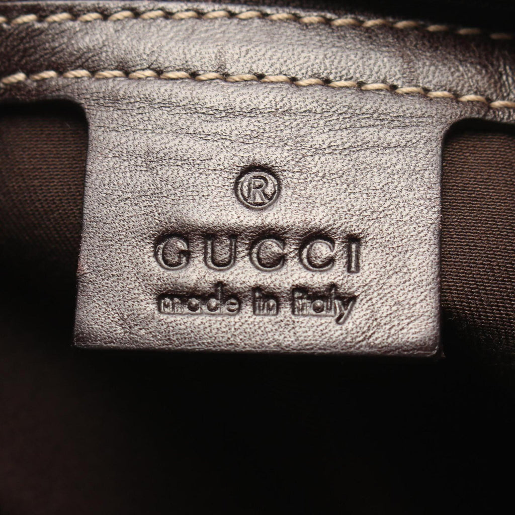 Gucci Gg Canvas Beige Brown Gg Canvas Leather Handbag Tote Bag (Pre-Owned)