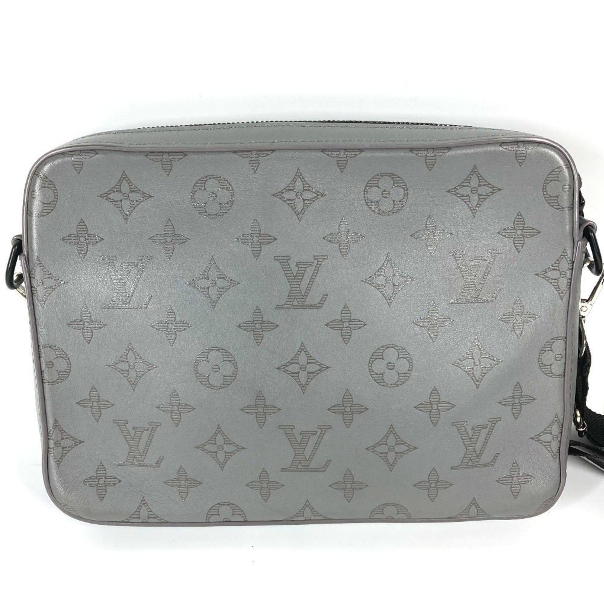 Louis Vuitton Gray Monogram Shadow Clutch Bag Shoulder Bag