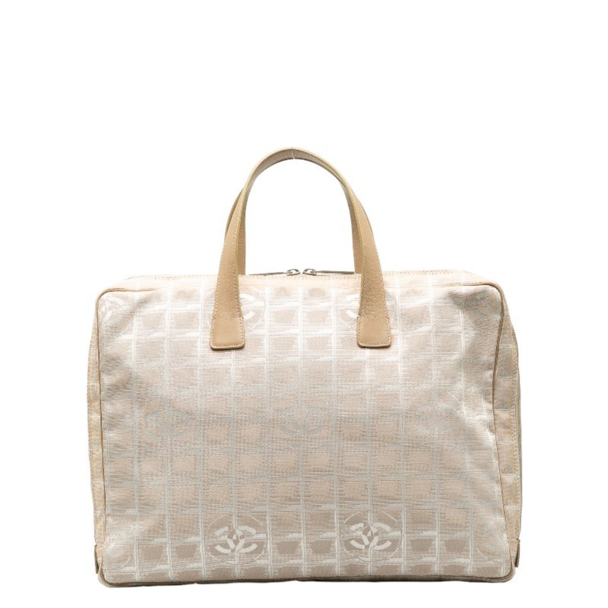 Chanel Beige Canvas Leather Briefcase Handbag