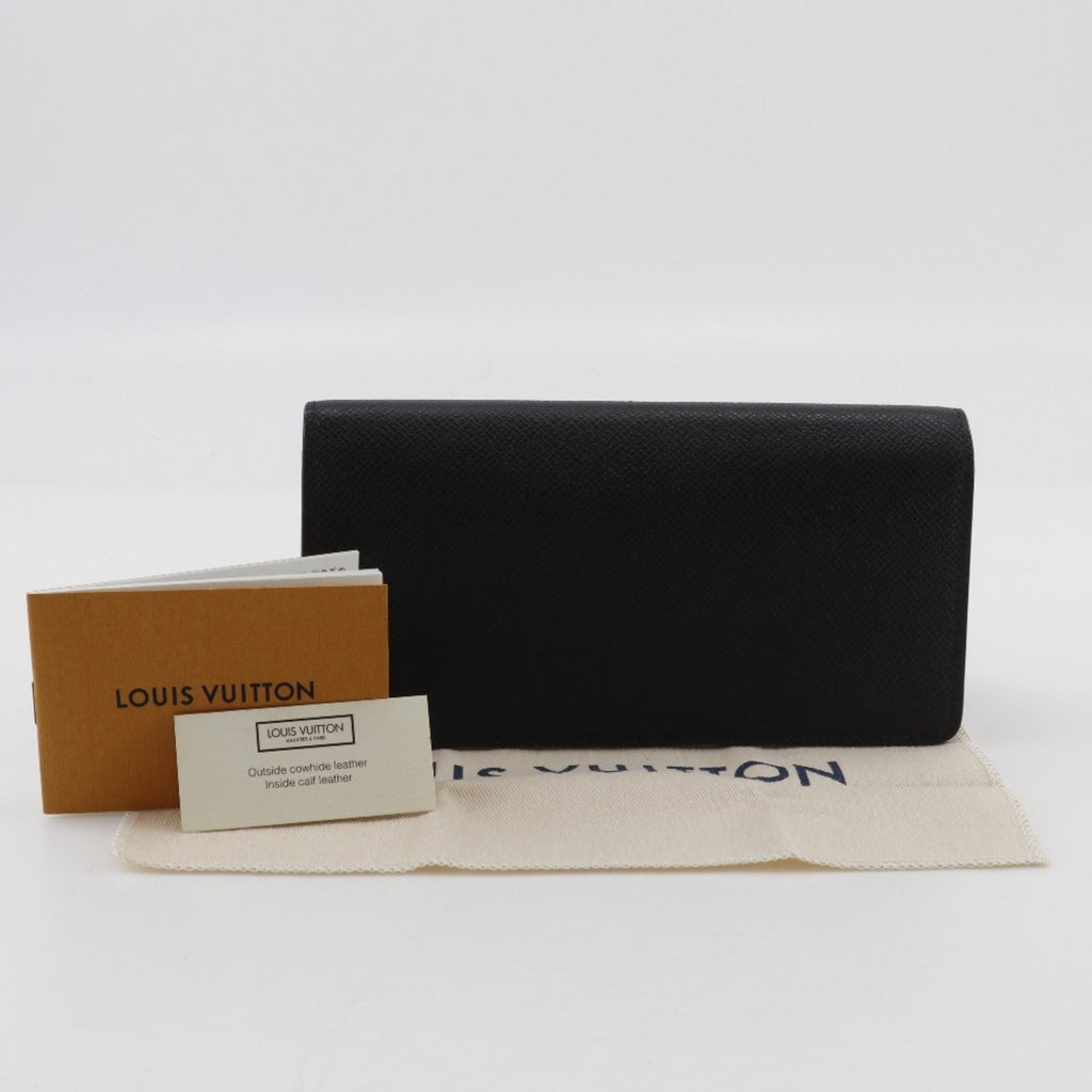 Louis Vuitton Taiga Black Noir Taiga Leather Long Wallet