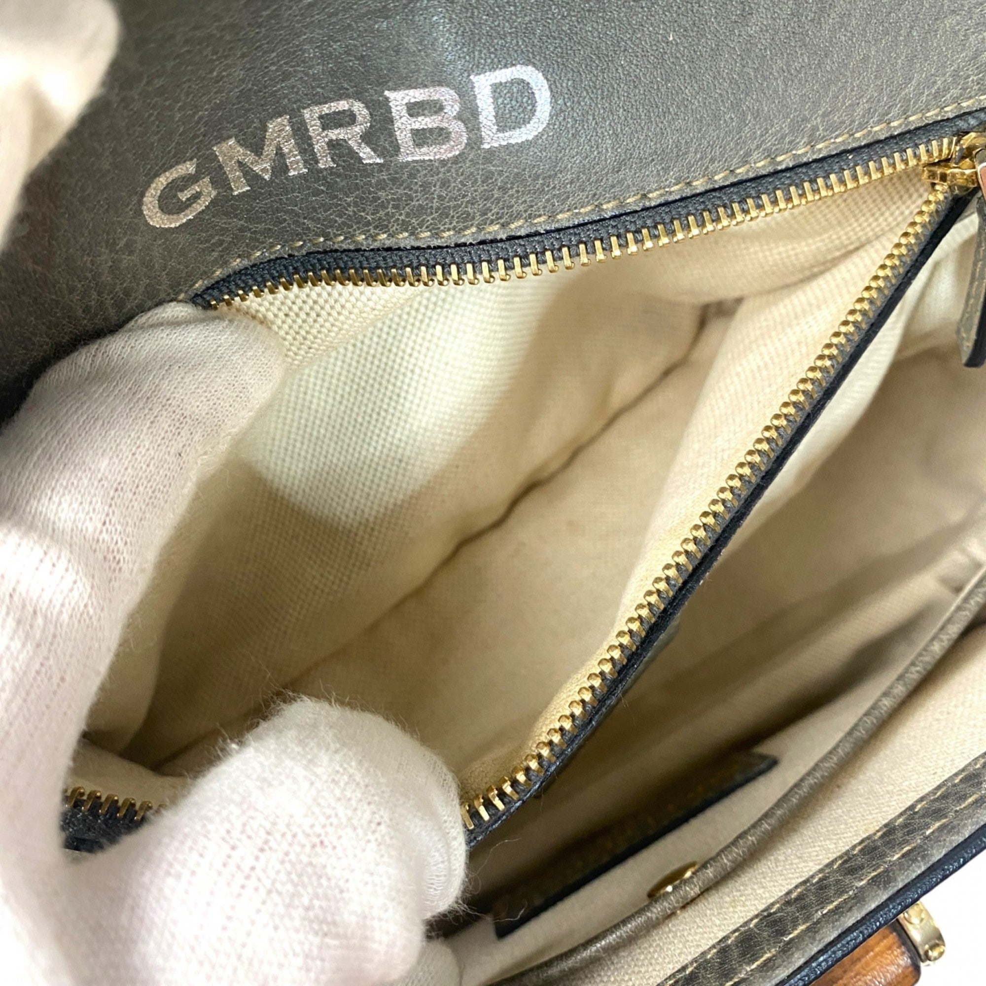 Gucci Brown Gray Leather Handbag Shoulder Bag (Pre-Owned)