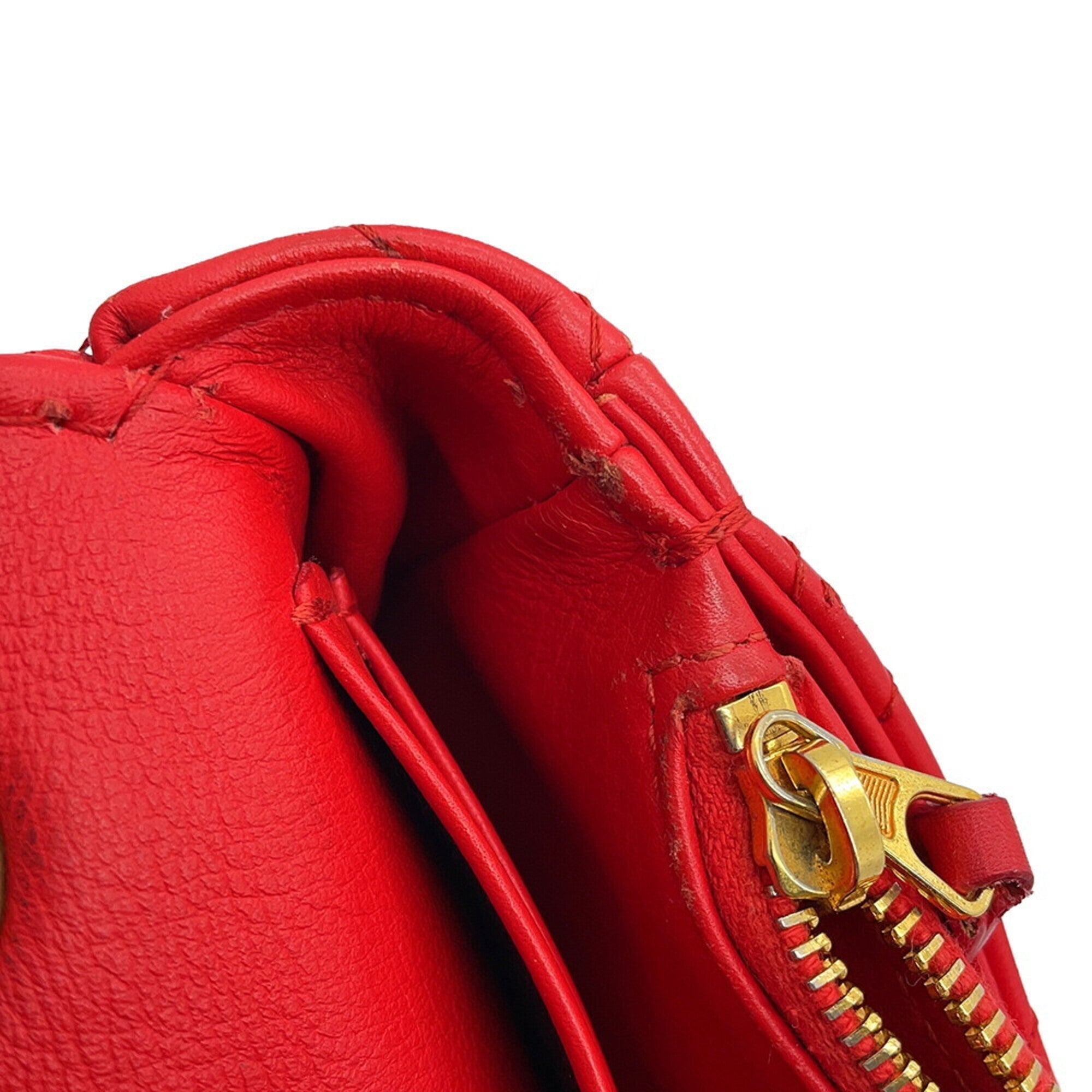 Balenciaga Red Color Leather Handbag Shoulder