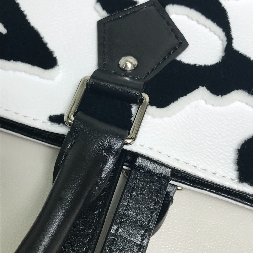 Louis Vuitton Black White Coated Canvas Handbag Tote Bag