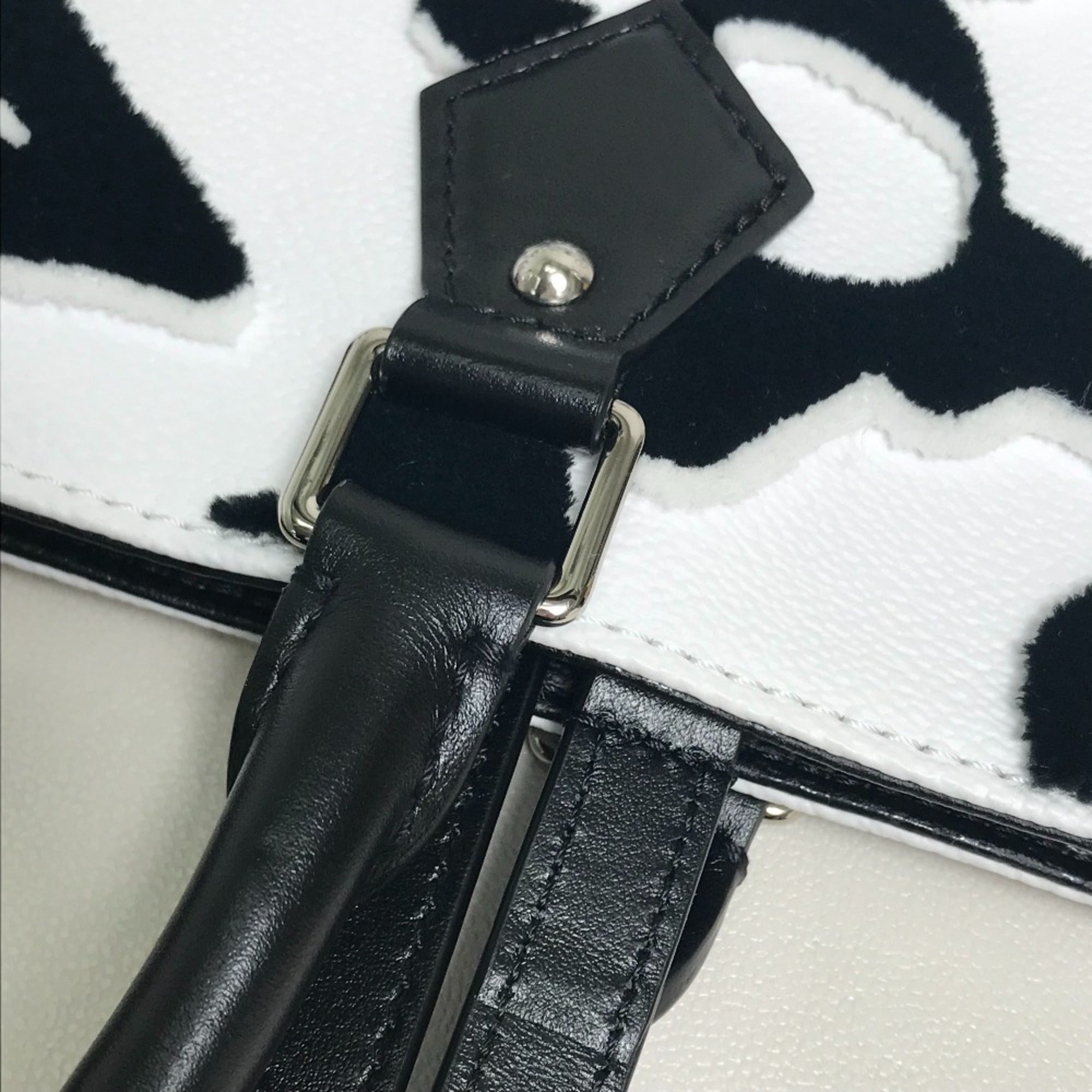 Louis Vuitton Black White Coated Canvas Handbag Tote Bag