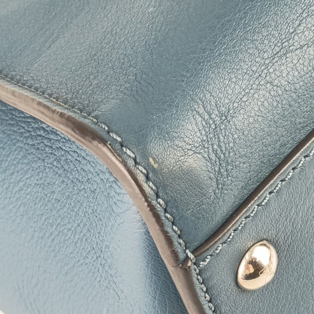 Fendi Peekaboo Blue Leather Handbag Shoulder Bag Tote Bag