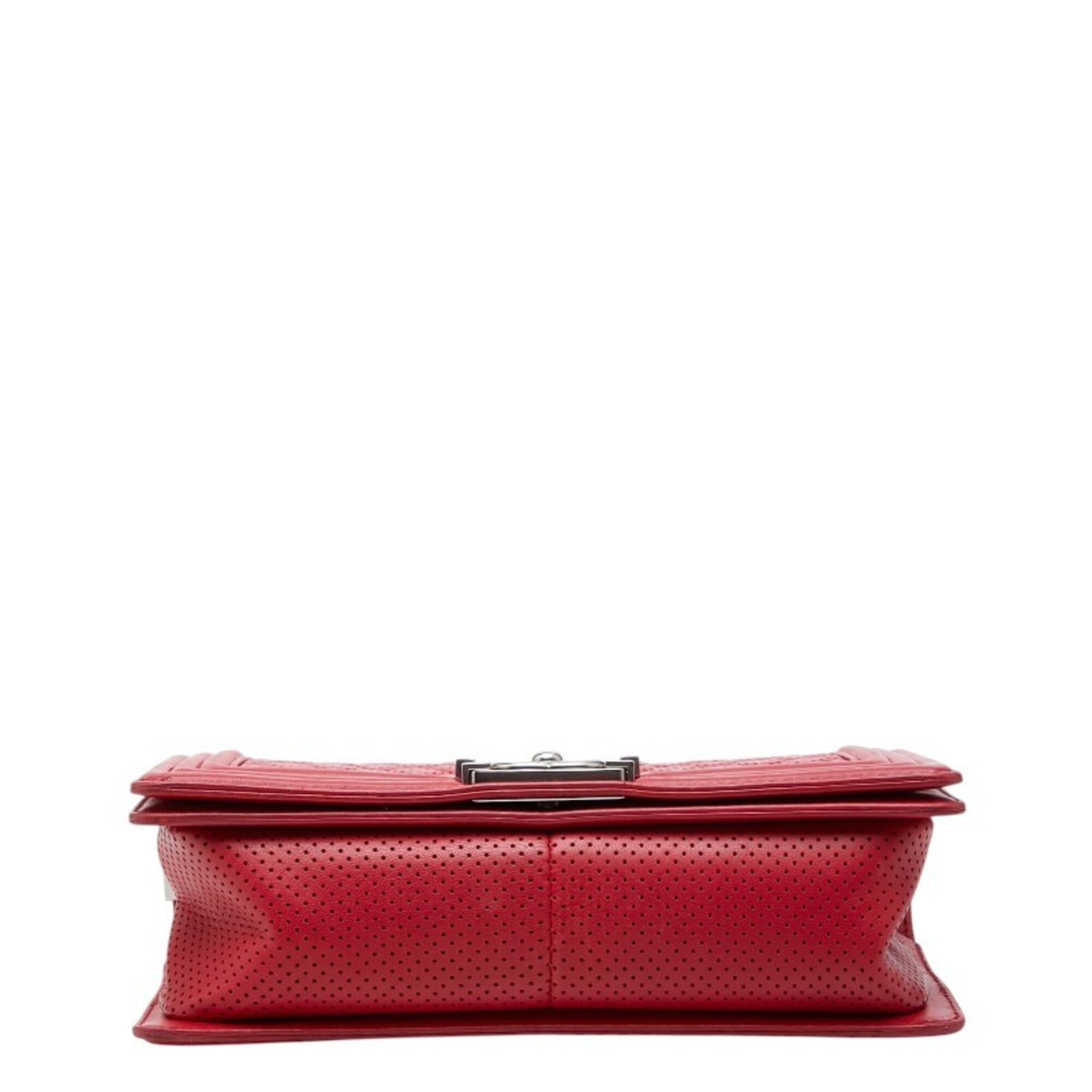 Chanel Matelasse Red Color Leather Shoulder Bag