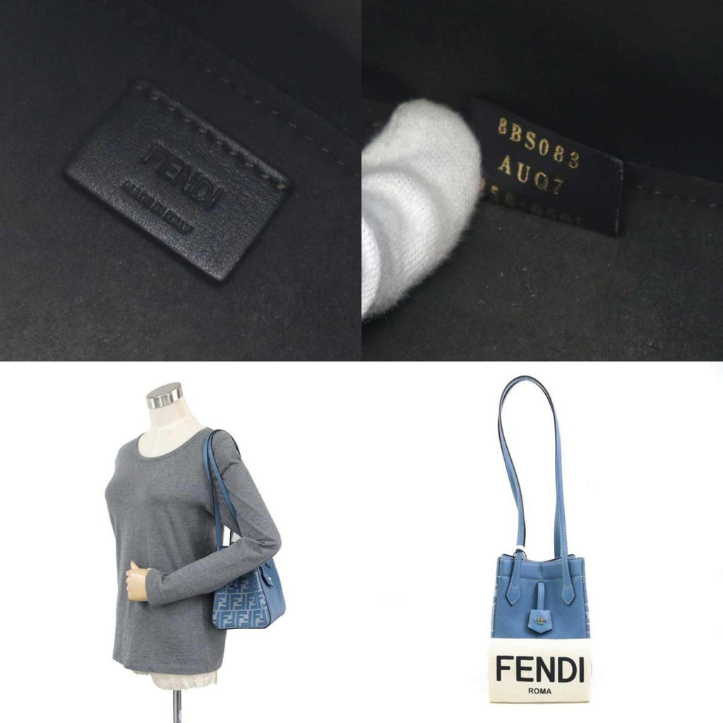 Fendi Blue Canvas Leather Shoulder Bag