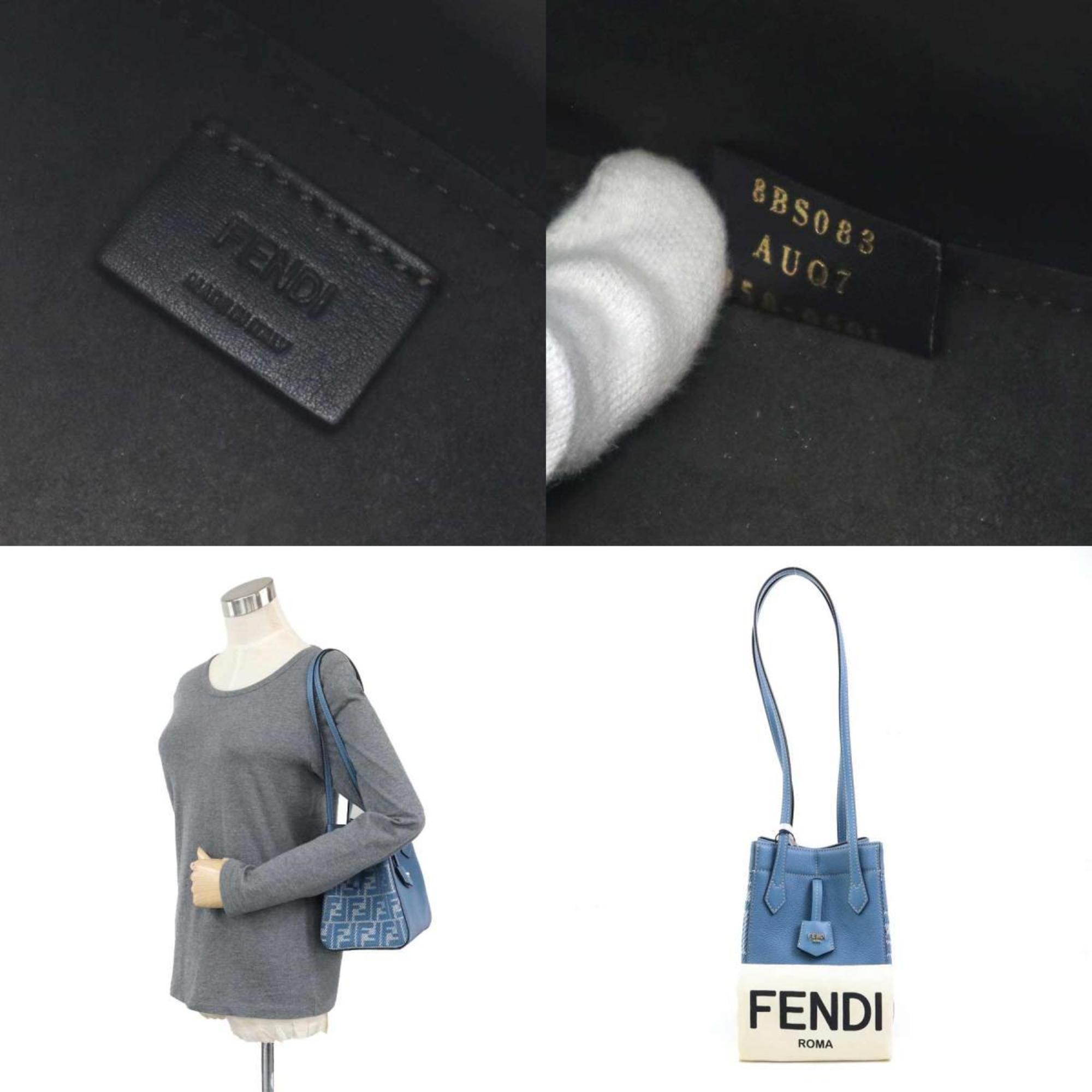 Fendi Blue Canvas Leather Shoulder Bag
