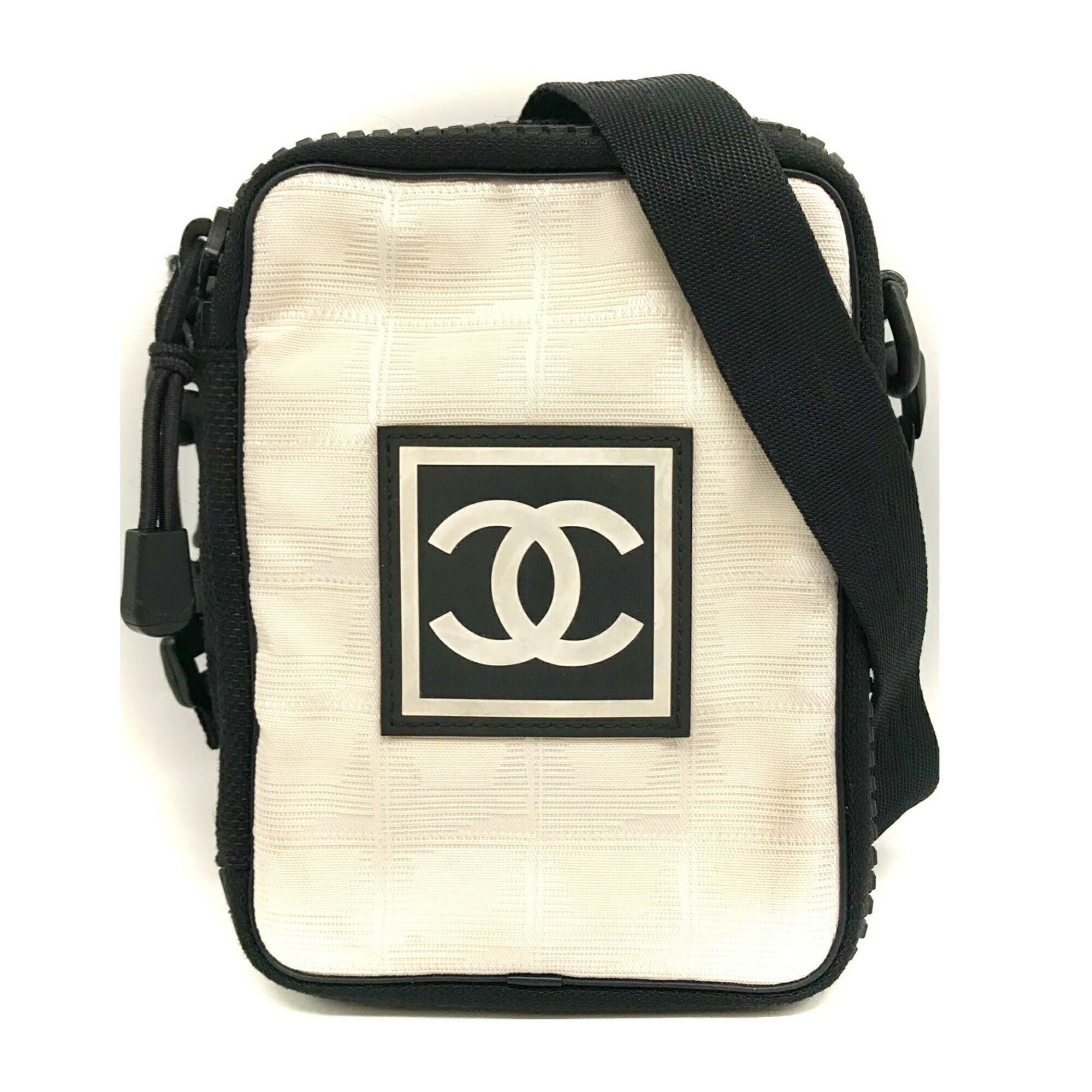 Chanel Sport Black Ivory Nylon Shoulder Bag